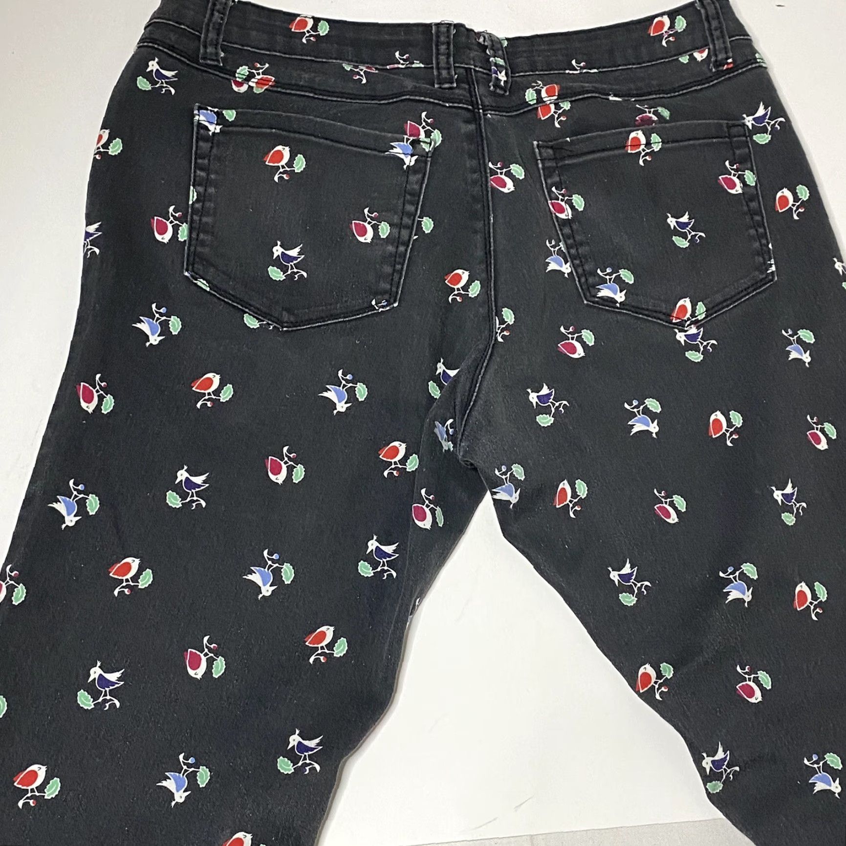 Tommy Hilfiger VINTAGE Tommy Hilfiger Jeans Bird Print Women’s 15 Jeans 90s Birds Black Straight Womens Size 36" / US 14 / IT 50 - 6 Thumbnail