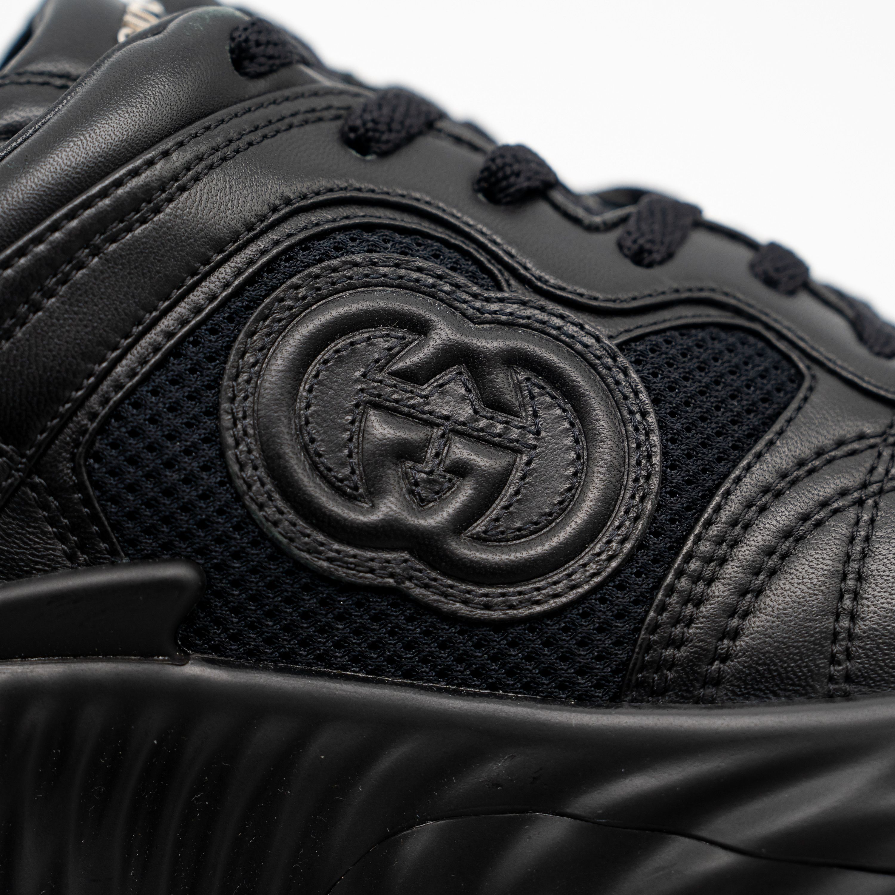Gucci 40G 10 US Gucci Ripple Sneakers Triple Black Leather GG Size US 10 / IT 40 - 9 Thumbnail