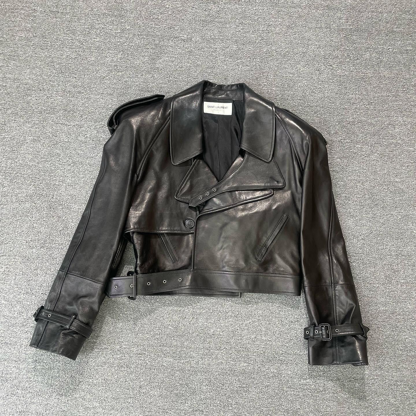 Saint Laurent Paris Saint Laurent Black Leather Jacket F38 Size S / US 4 / IT 40 - 1 Thumbnail