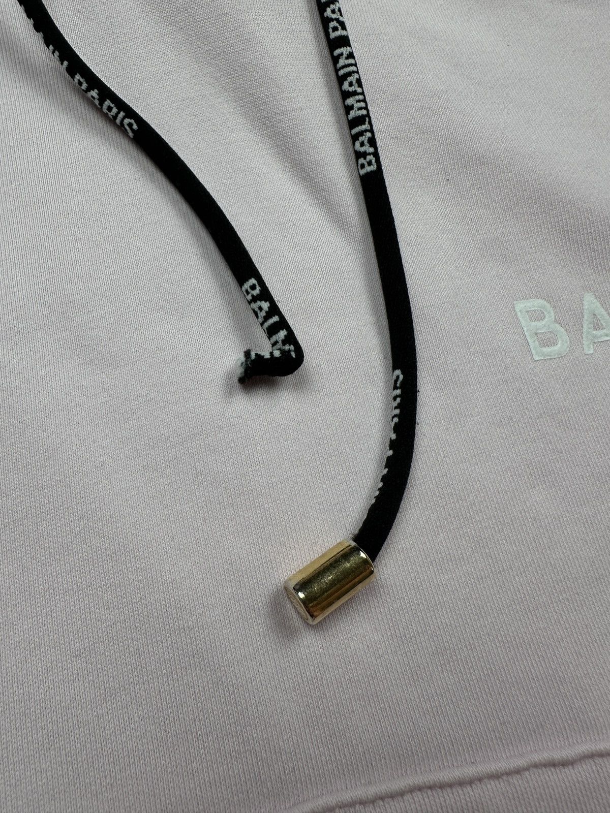 Balmain Balmain Paris Flocked Cropped Hoodie Lux With Logo Tape Trim Size S / US 4 / IT 40 - 9 Thumbnail