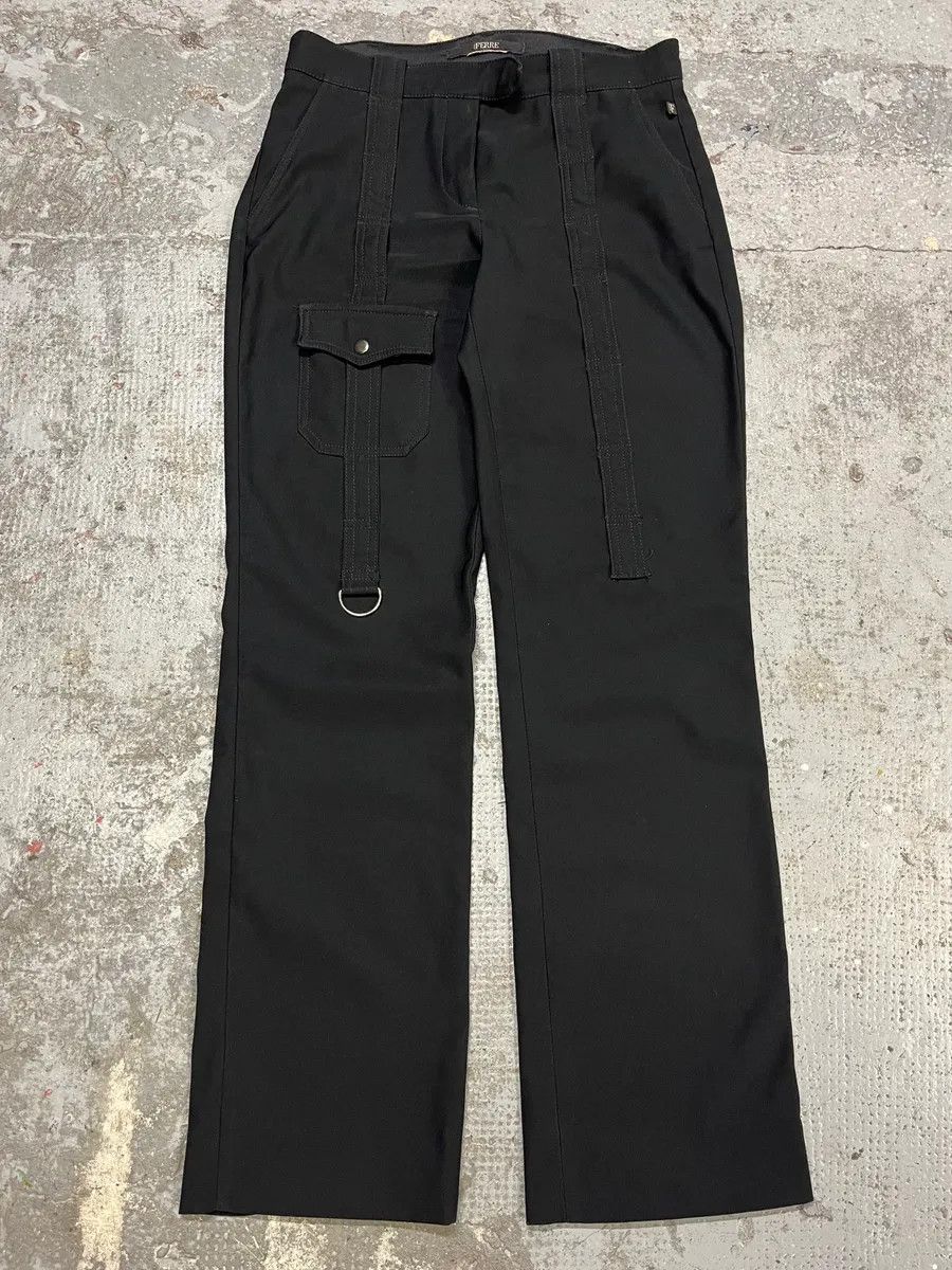 Gianfranco Ferre × Vintage 2000s Gianfranco Ferré Black Straps Pants Size US 30 / EU 46 - 2 Thumbnail
