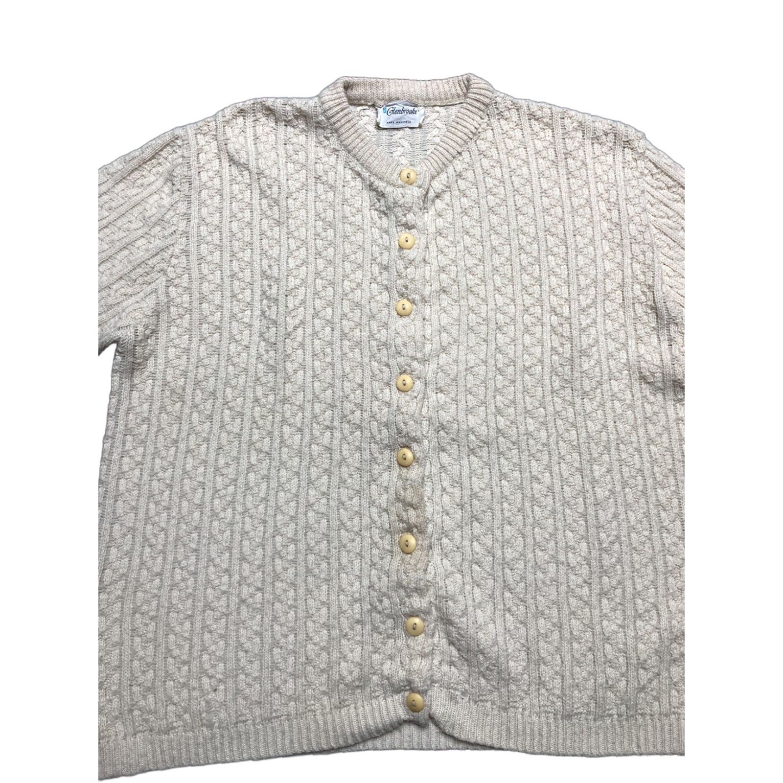 Vintage VINTAGE Penney’s knit sweater glenbrooke cardigan cable-knit wool Large Women Size L / US 10 / IT 46 - 1 Thumbnail