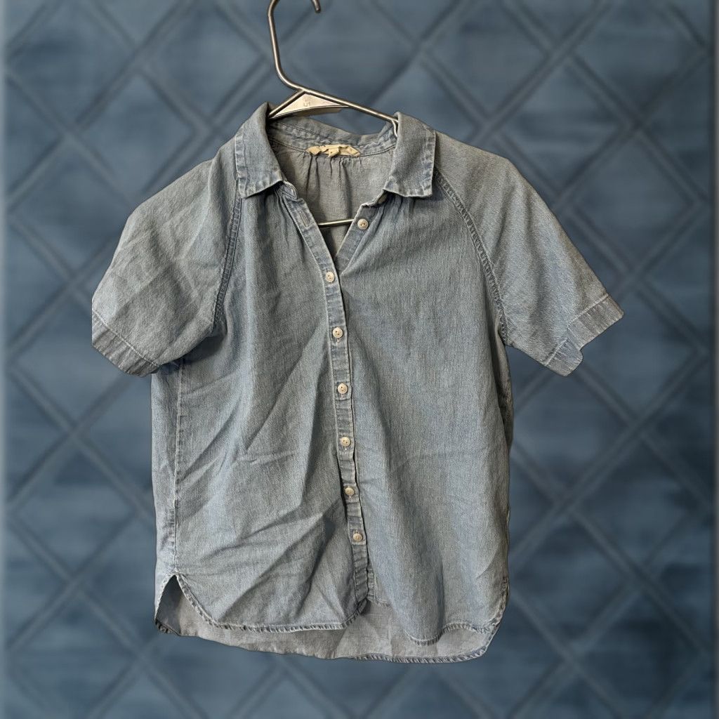 Madewell VINTAGE Madewell Blouse Shirt 2XS Women Blue Denim Collared Short Sleeve Womens Size XXS / US 00 / IT 34 - 1 Thumbnail