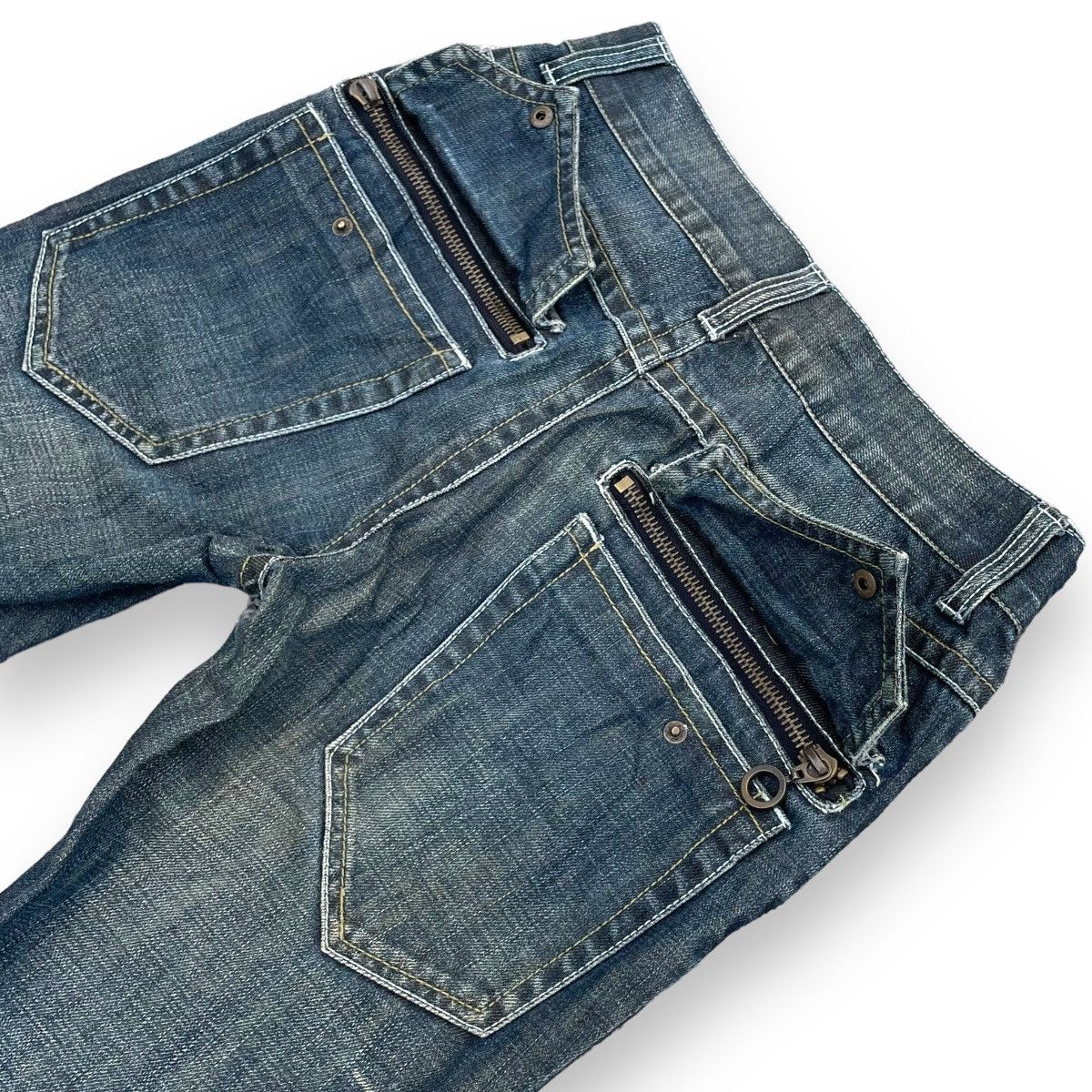If Six Was Nine 🇯🇵 AMARANTINE "9 POCKETS" WASHED FlARE DENIM PANTS Size US 30 / EU 46 - 11 Thumbnail