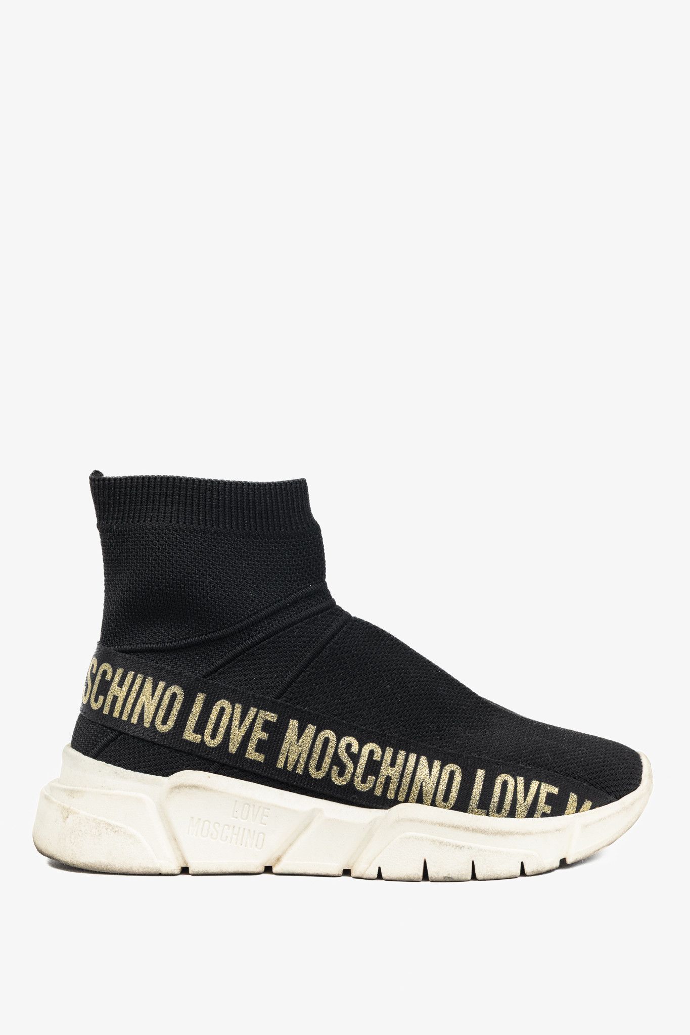 Love Moschino Love Moschino Black Glitter-Logo Sock Sneakers Size US 6.5 / IT 36.5 - 1 Thumbnail