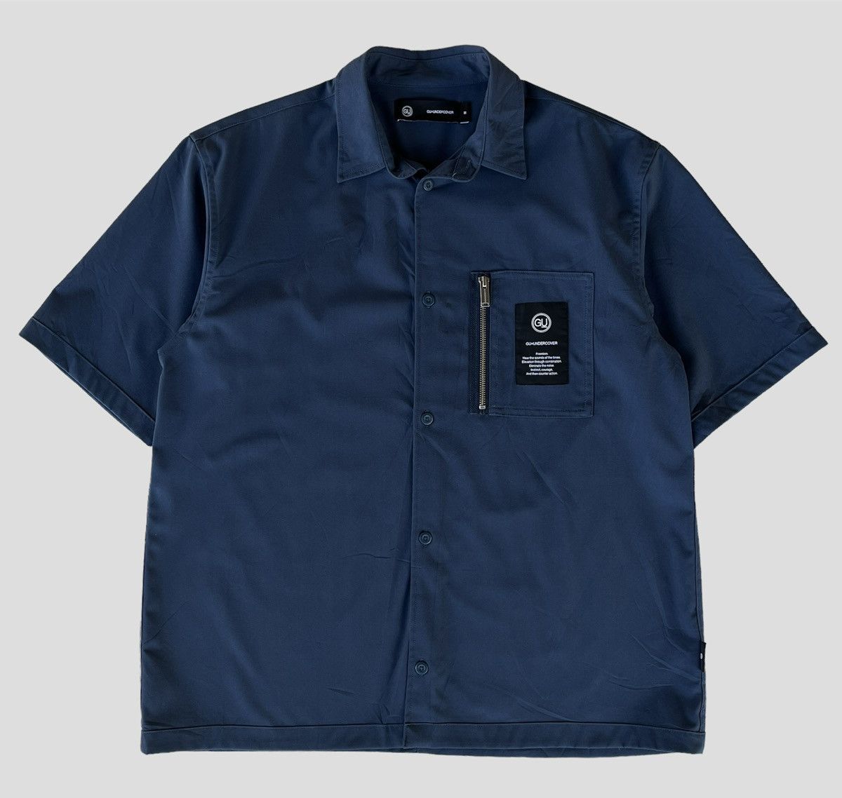 image of Gu X Undercover Jun Takahashi Zip Pocket Shirt in Navy, Men's (Size Large)