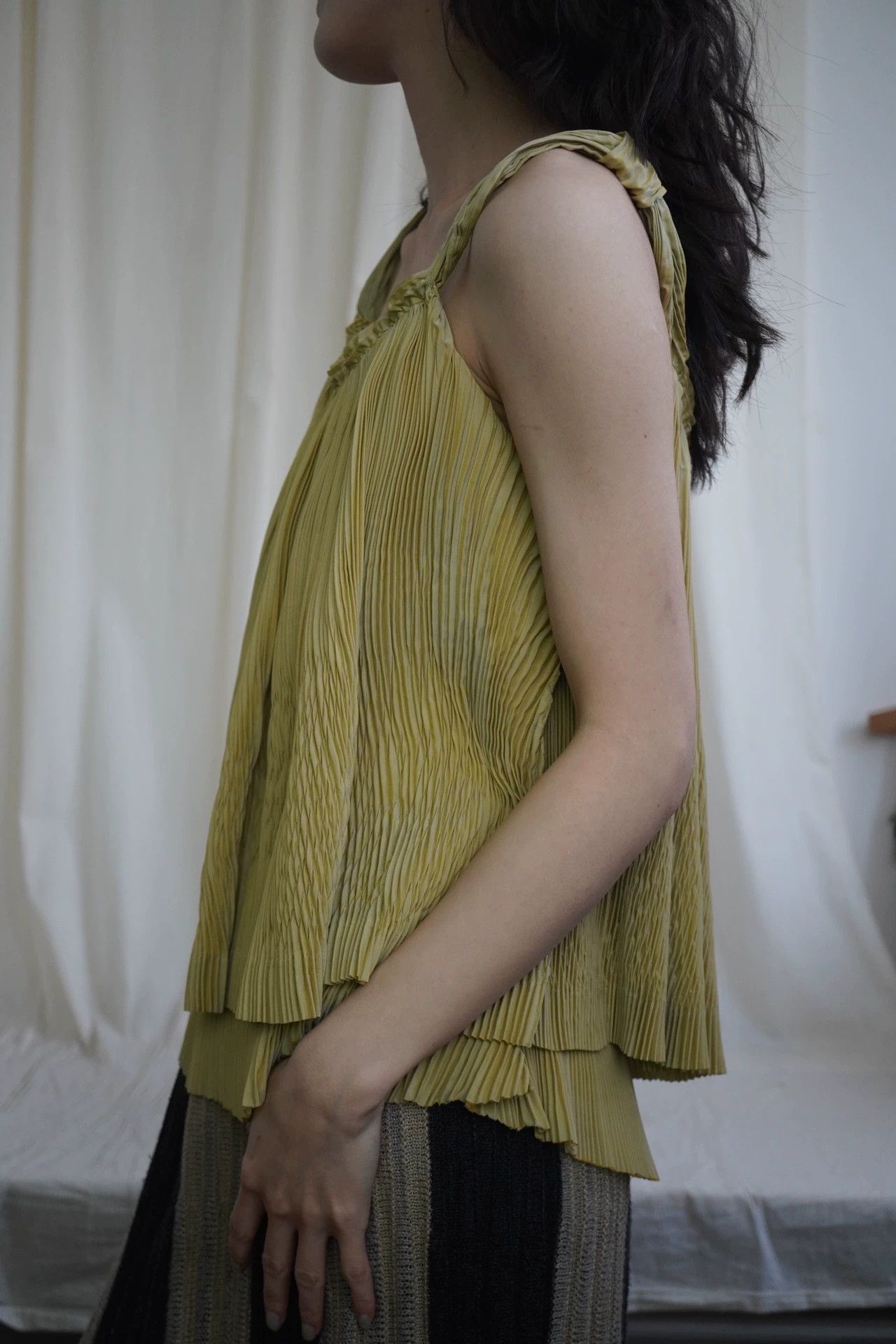 Issey Miyake Issey Miyake 2000s Yellow-Green Double Layer Cami Top Size ONE SIZE - 6 Thumbnail