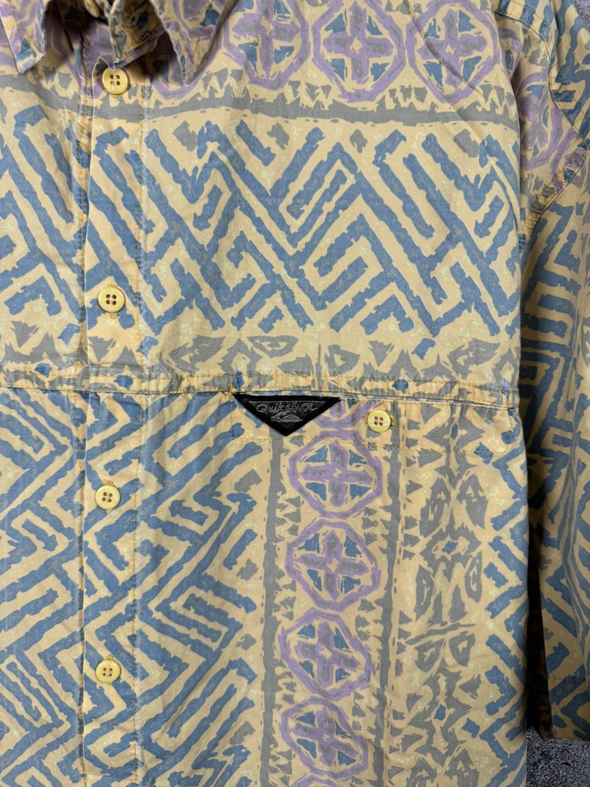 Quiksilver × Vintage 90’s Vintage Quiksilver AOP Aztec Surf USA Corduroy Shirt Size US XXL / EU 58 / 5 - 5 Thumbnail