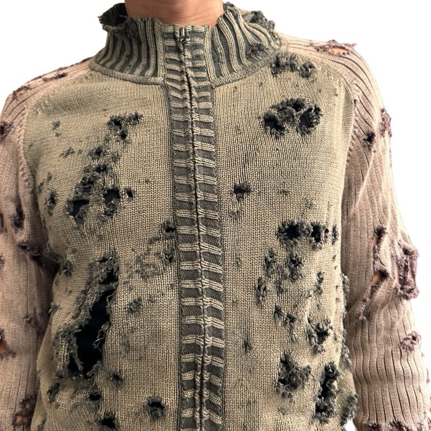 Other ASTROBOI* Khaki/Tan Ribbed Grunge Zip Up Sweater - XL Size US XL / EU 56 / 4 - 3 Thumbnail