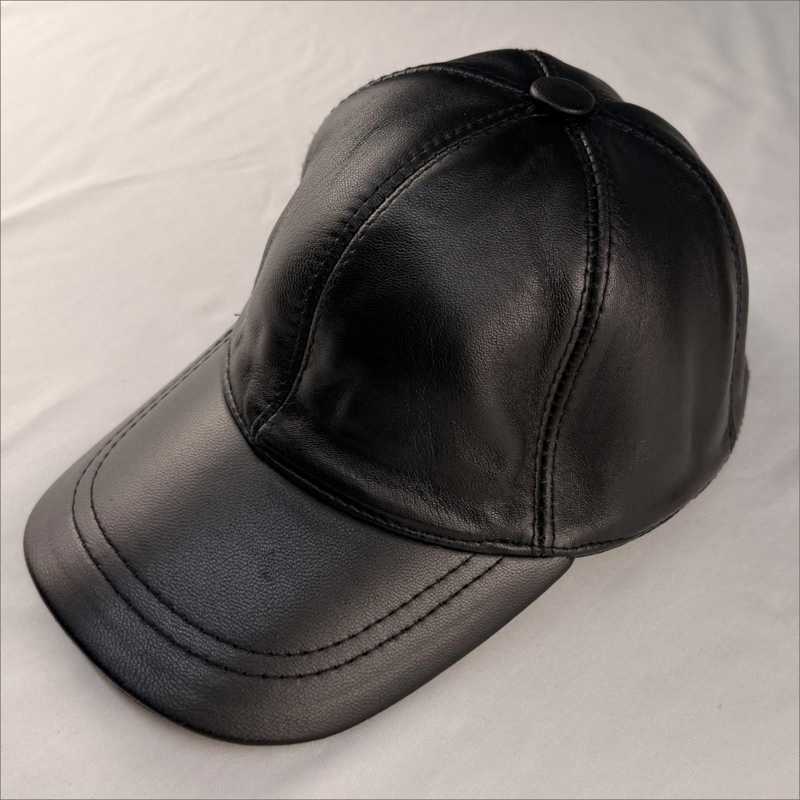 Other NEW Black Leather Baseball Cap - Premium Hat 088 Size ONE SIZE - 3 Thumbnail