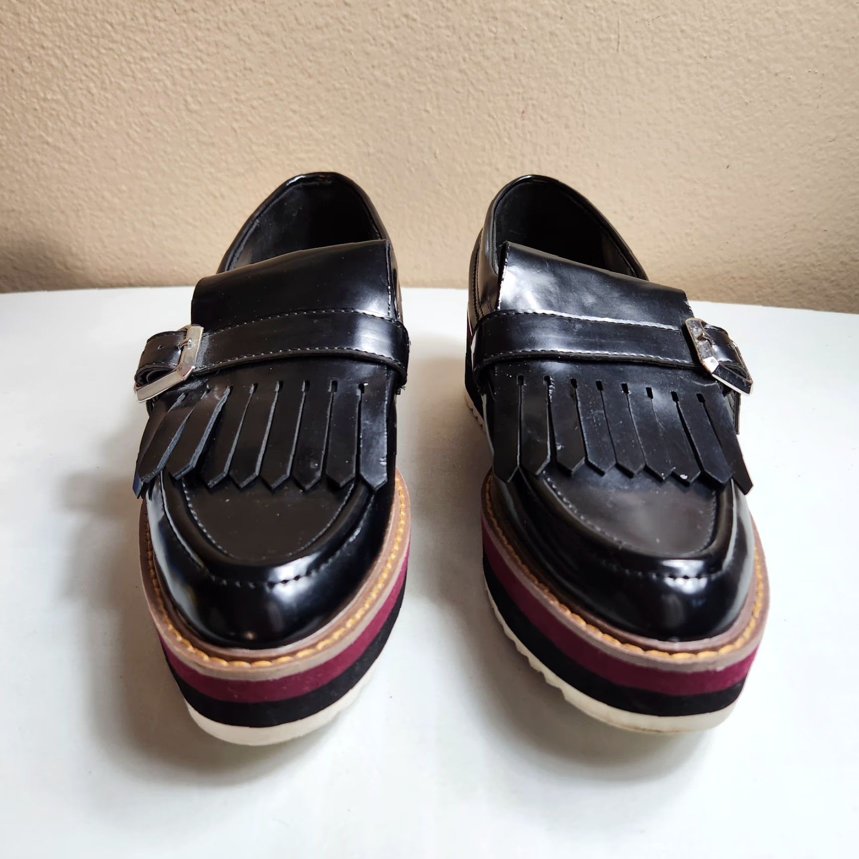 Zara Zara Woman |EU38/US7.5| Black Patent Leather Platform Kilt Chunky Loafers Loafer Women MVP platform loafers Size US 8 / IT 38 - 6 Thumbnail