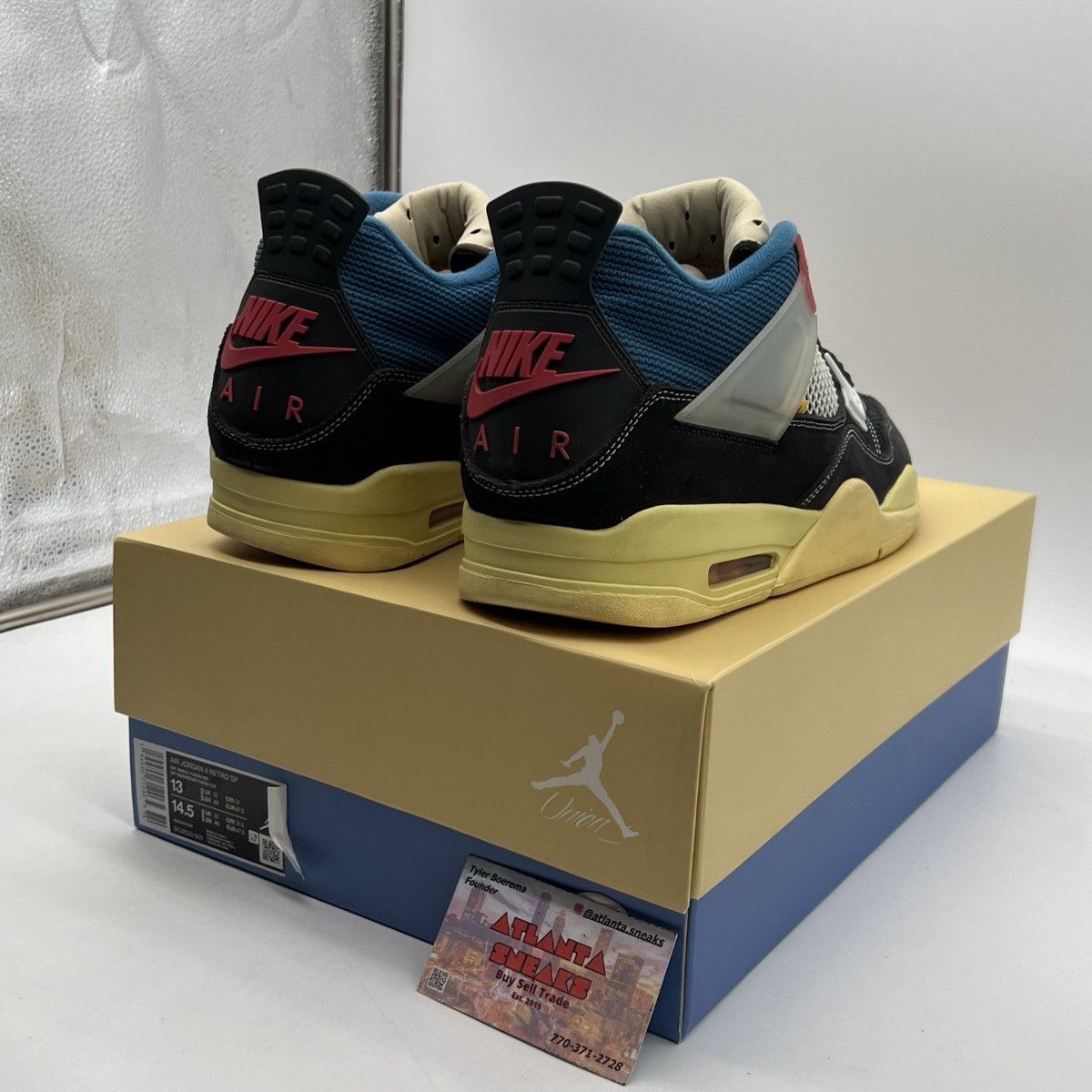 Jordan Brand Union la x air Jordan 4 off noir Size US 13 / EU 46 - 5 Thumbnail