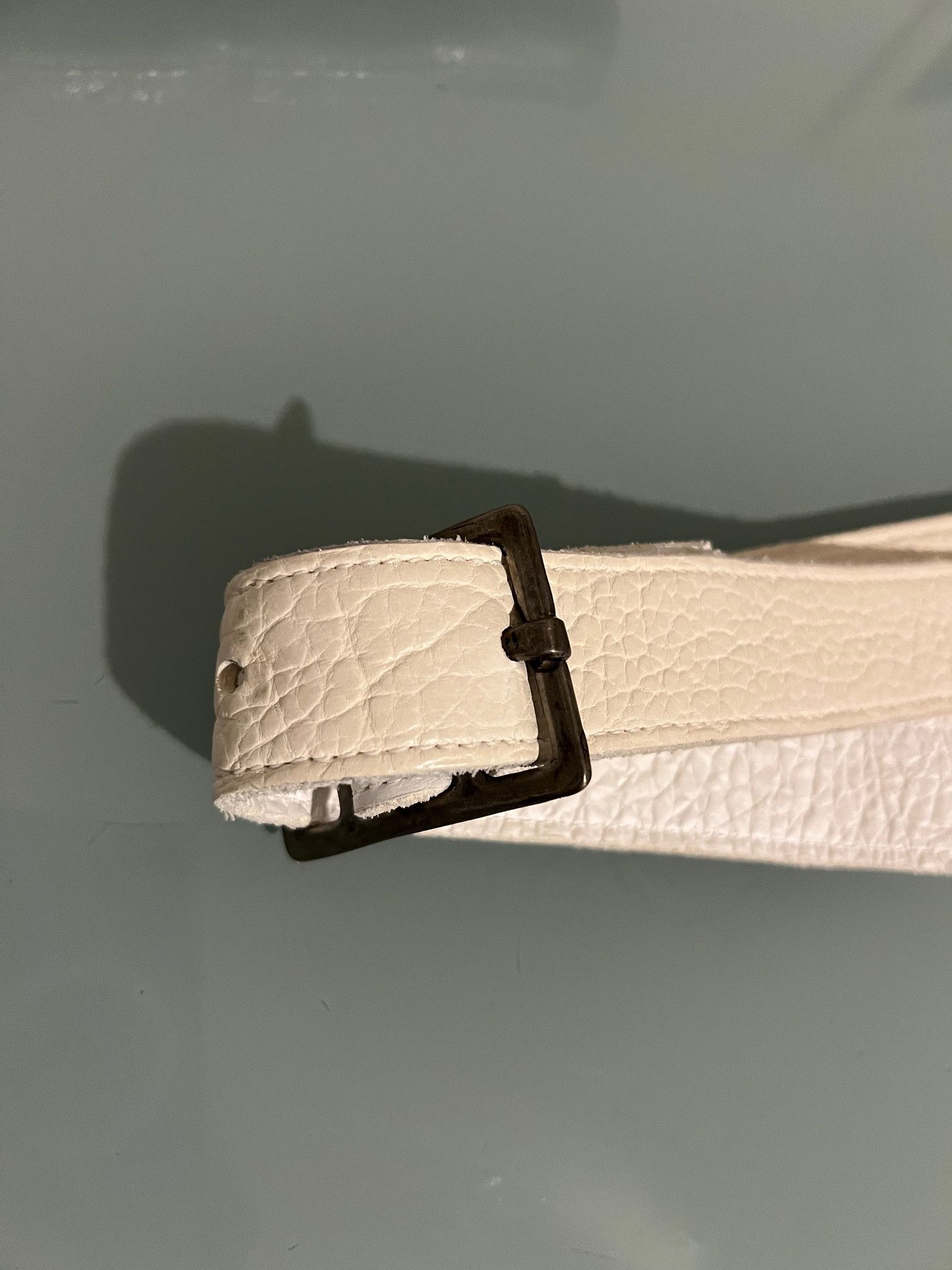 Carol Christian Poell Carol Christian Poell White Leather Double Buckle Belt Size ONE SIZE - 2 Thumbnail