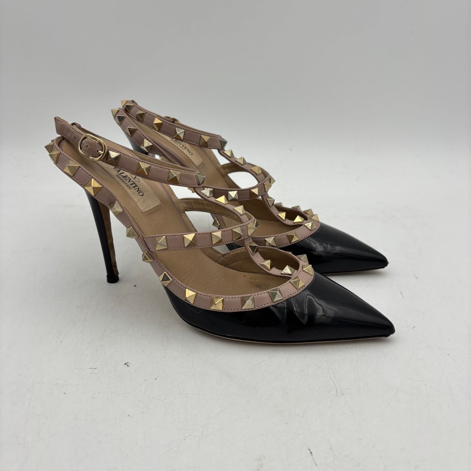 Giovanni Valentino Valentino Garavani Rockstud Ankle Strap Heels Women's 39.5 Size US 9.5 / IT 39.5 - 1 Thumbnail