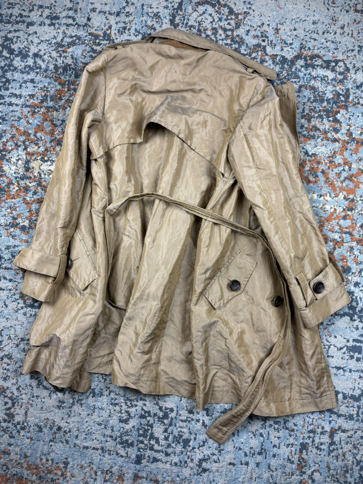 Designer × MCM × Vintage Vintage 90s MCM metal fiber long trench coat with belt Size S / US 4 / IT 40 - 2 Thumbnail