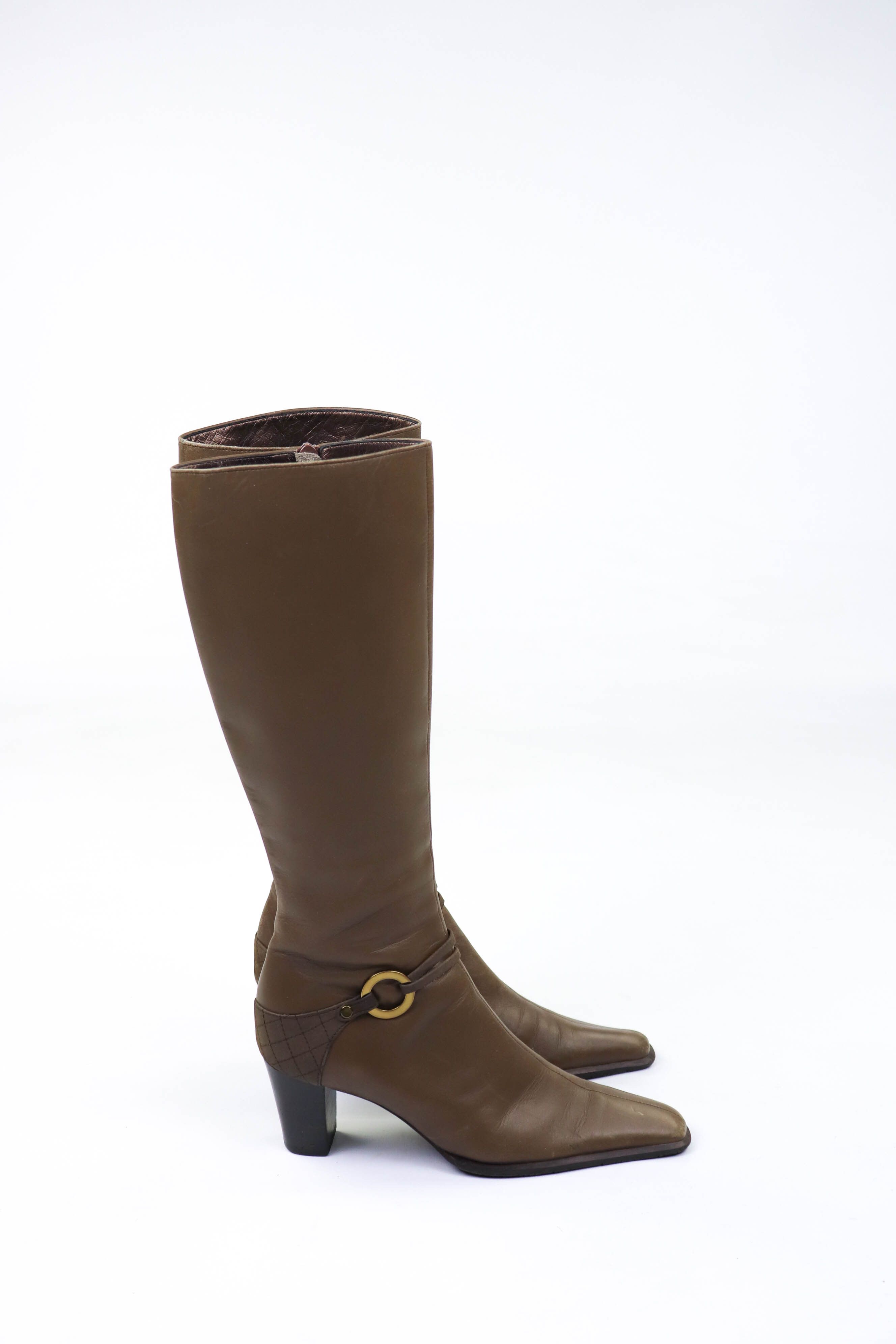 Japanese Brand Vintage iCB Made in Japan Tan Leather Pointed Toe Boots Size US 5 / IT 35 - 5 Thumbnail