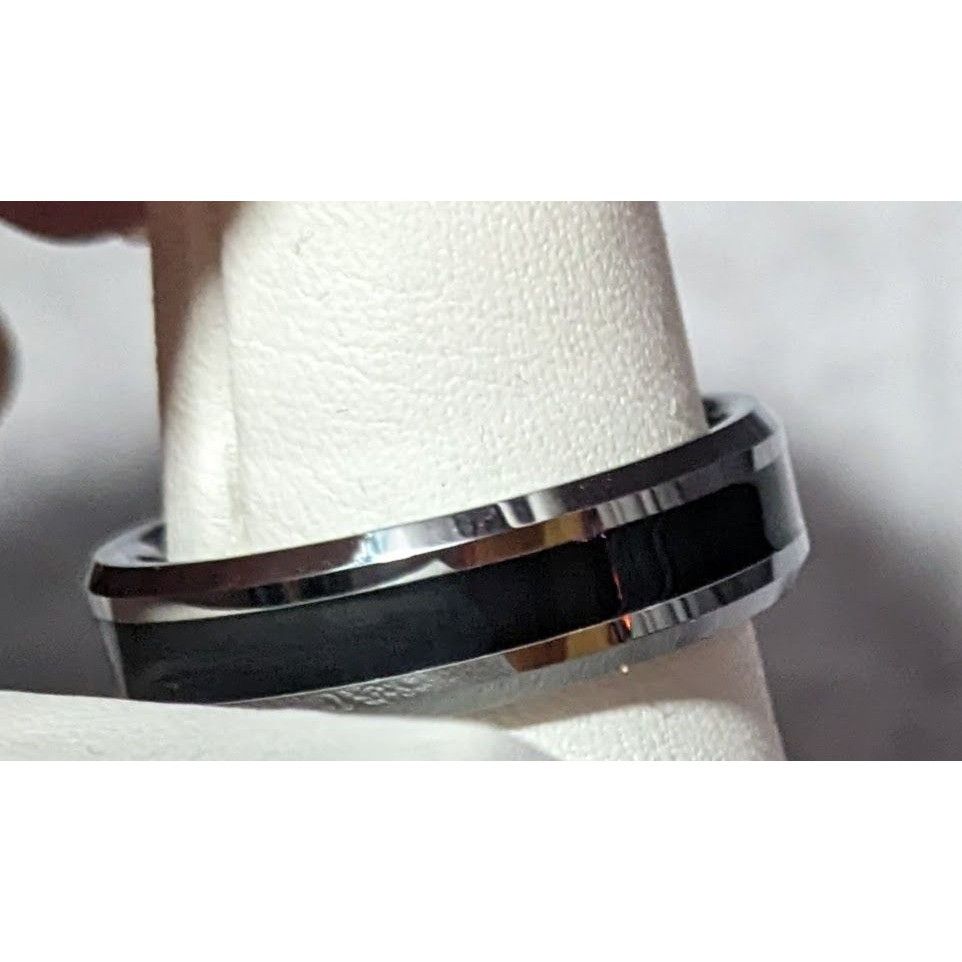 Other JFSG Tungsten Carbide Black And Silver Men's Wedding Ring 7m Size ONE SIZE - 4 Thumbnail