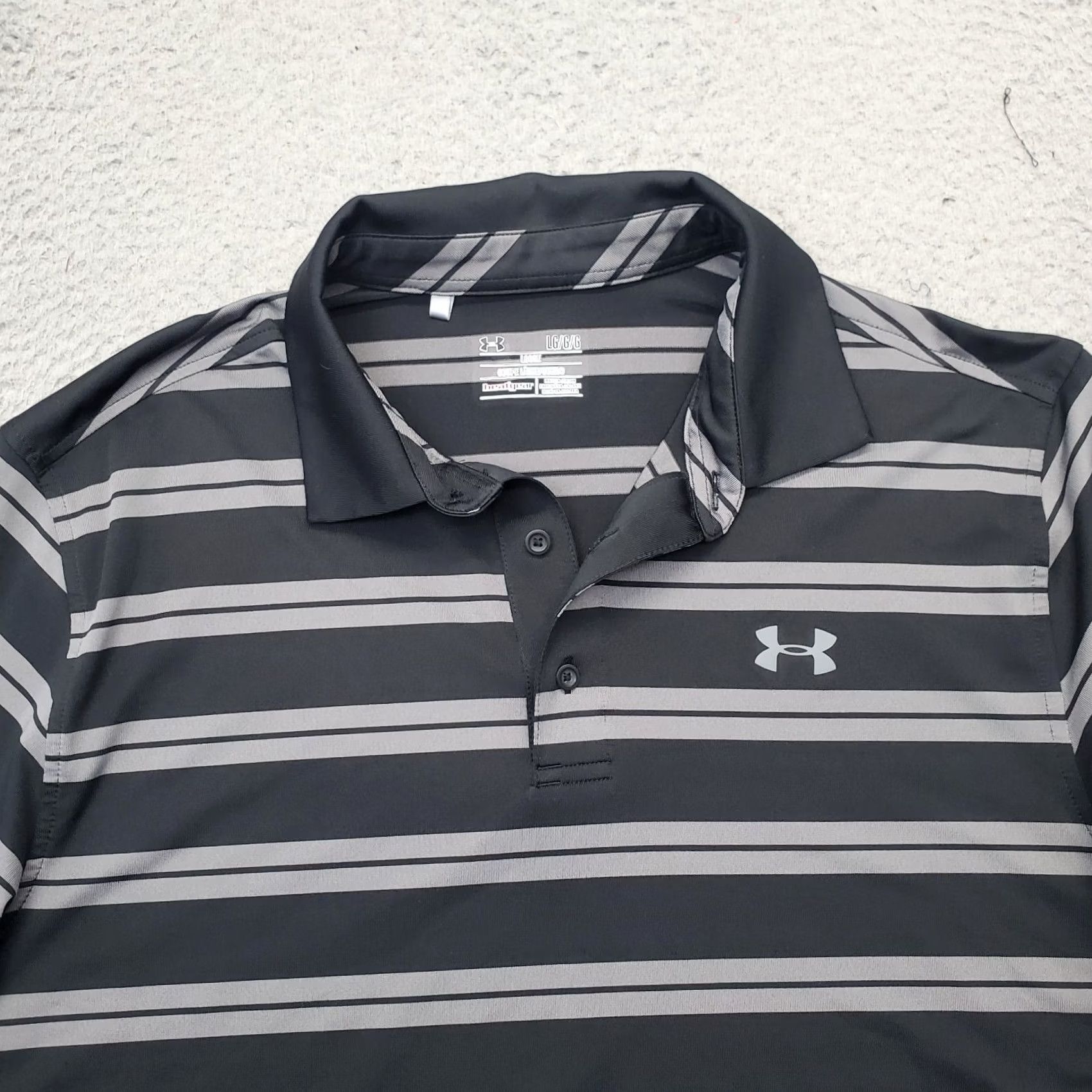 Under Armour Under Armour Polo Shirt Mens Large Multicolor Striped Heatgear Loose Fit Slit Collar Slit Sports Golf Mens Size L Size US L / EU 52-54 / 3 - 3 Thumbnail
