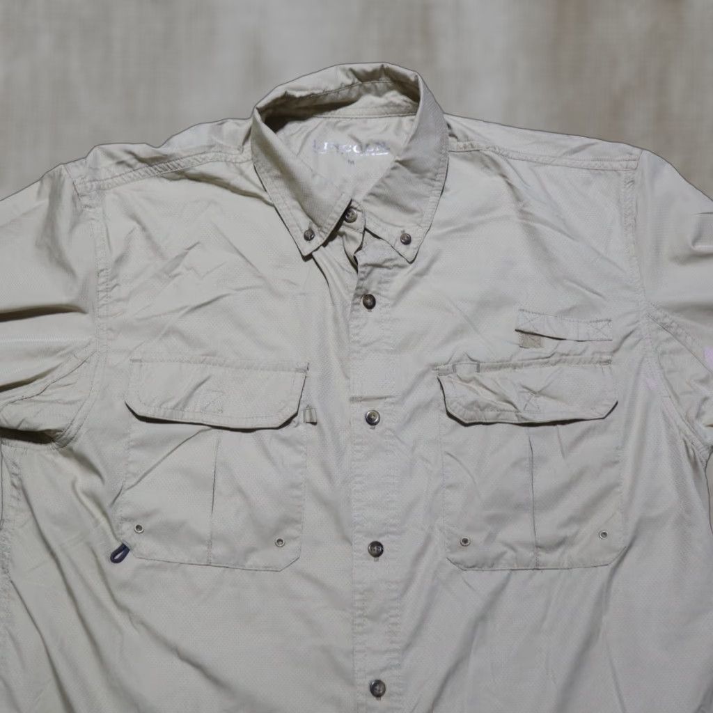 Vintage Lincoln Outfitters Button-Up Shirt Beige Short Sleeve Mens M Regular Solid Size US M / EU 48-50 / 2 - 1 Thumbnail