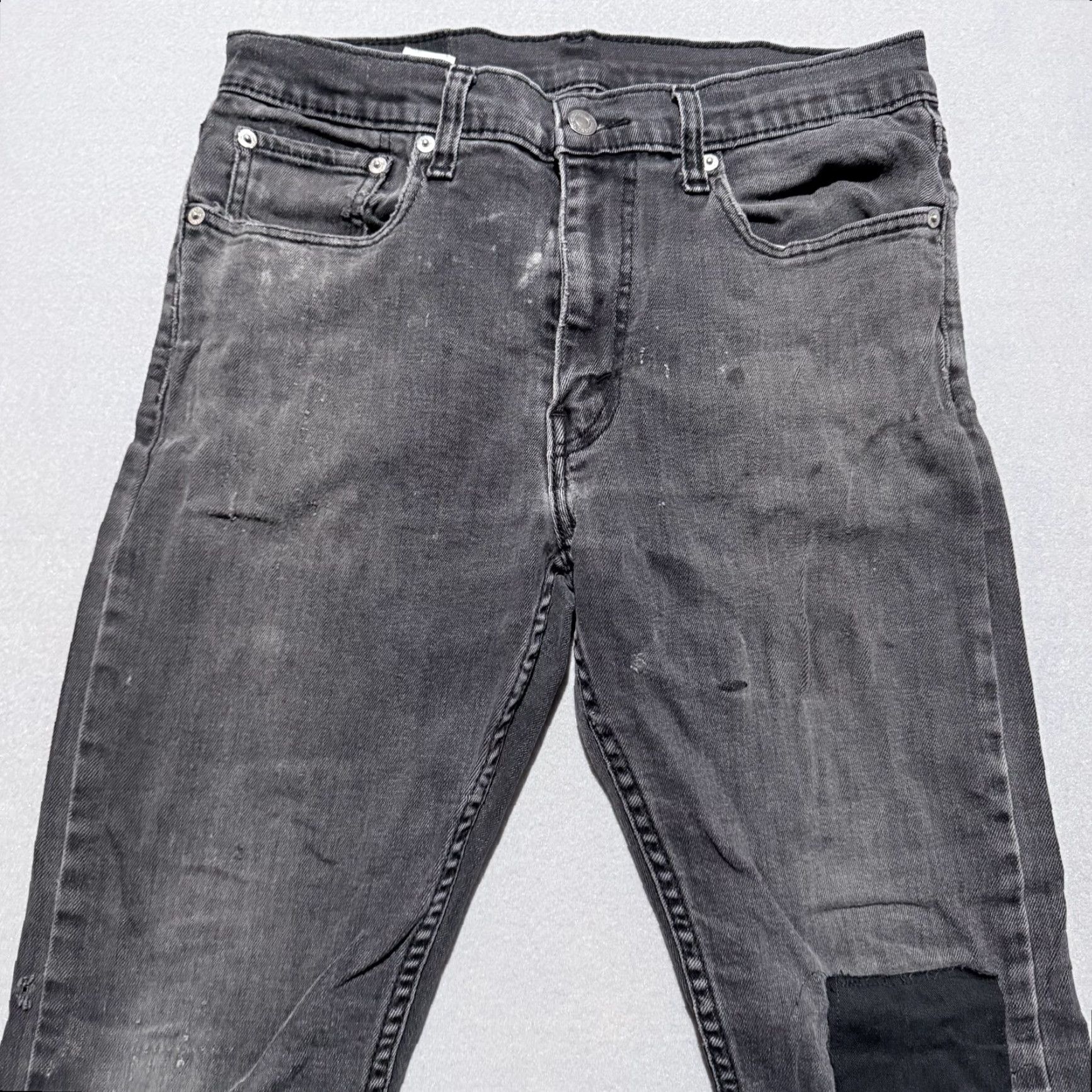 Levi's Levi's Jeans Men Black Skinny Denim Distressed Patches 33x32 - 5-Pocket Design Classic Jeans Size US 33 - 3 Thumbnail