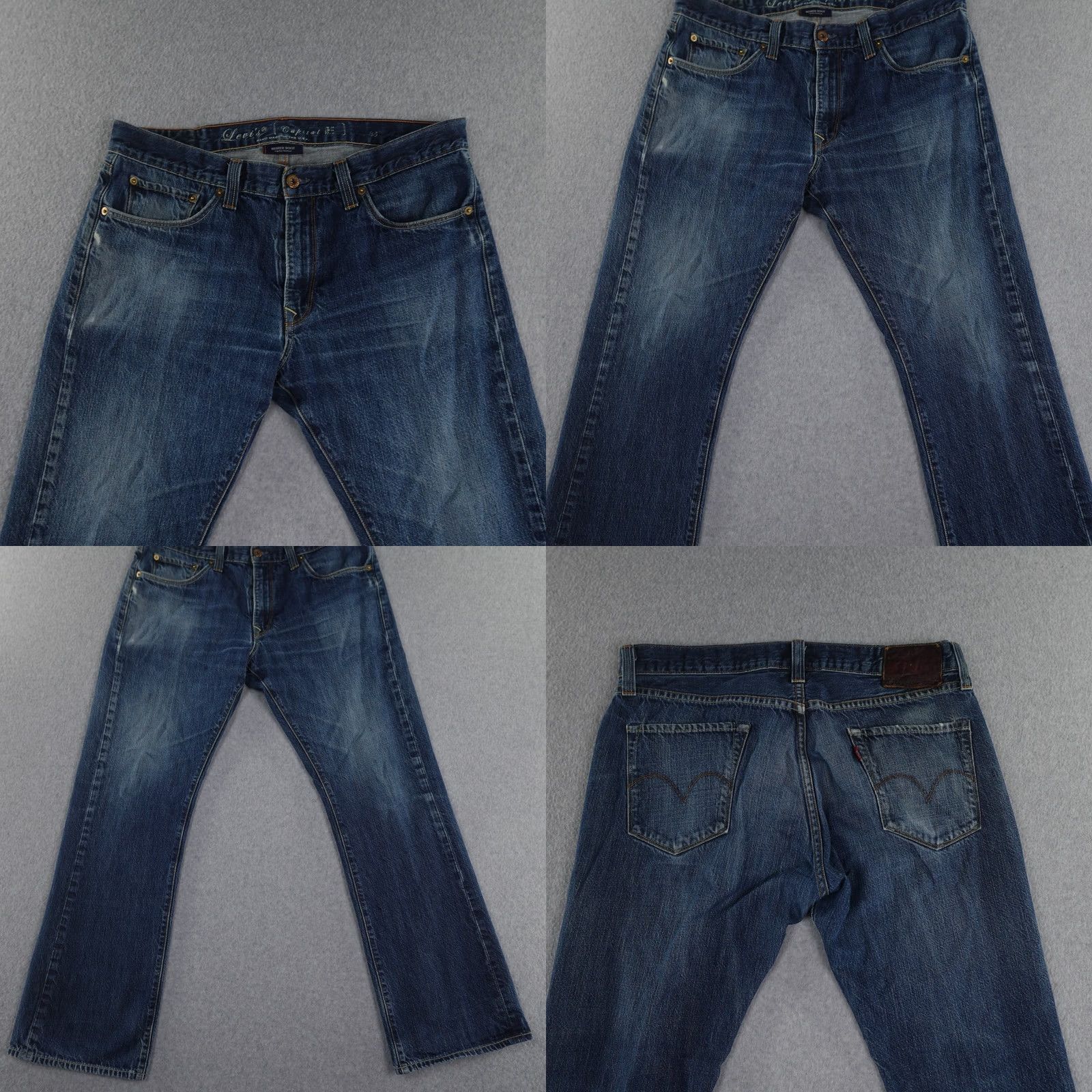 Levi's LEVI'S Jeans Mens 35 (35X29) Hesher Bootcut Blue Denim 5-Pocket USA Vintage Capita l E MADE IN USA Streetwear Activewear Size US 35 - 9 Thumbnail