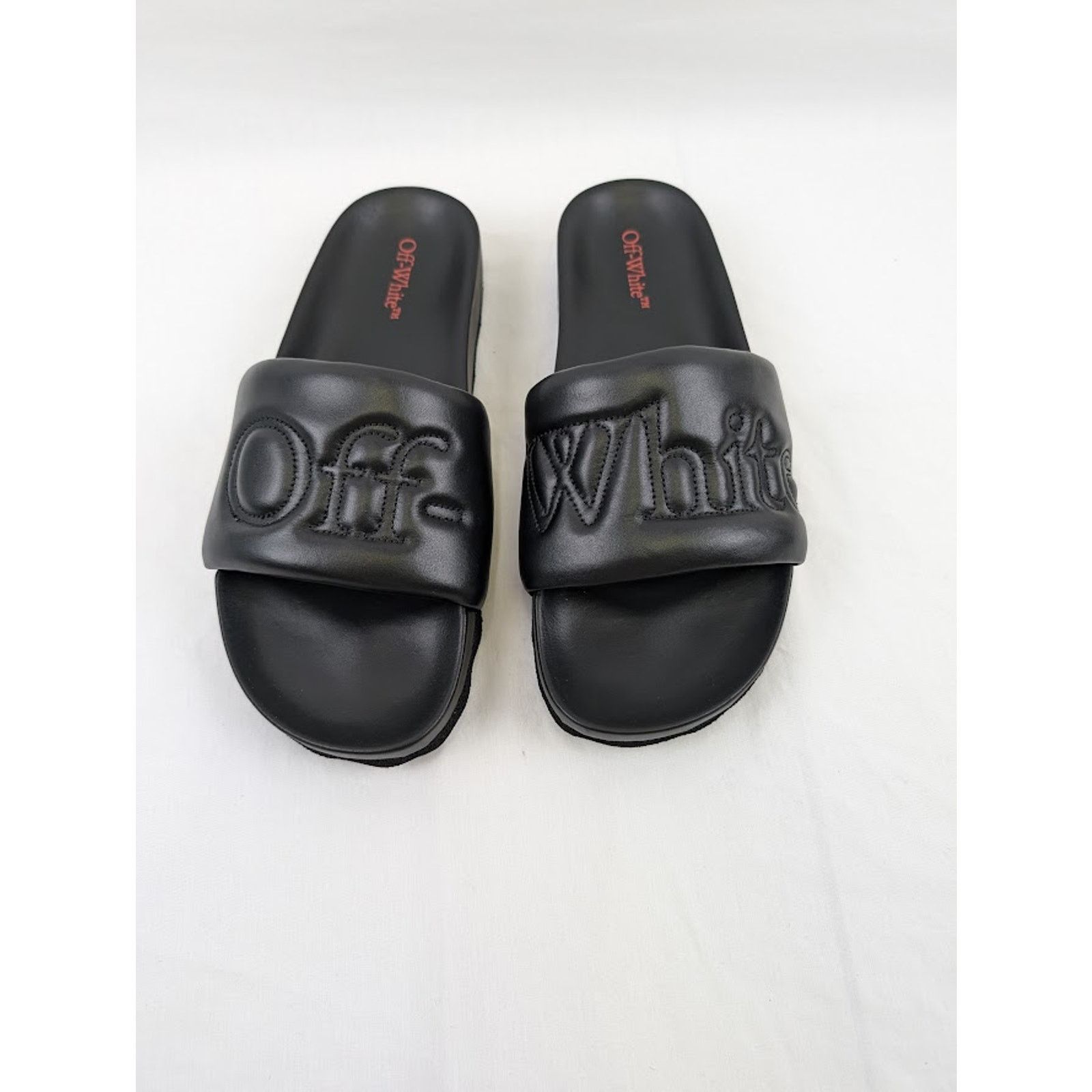 Off-White o1rshd1 Bookish Leather Slider in Black Size US 12 / EU 45 - 19 Thumbnail