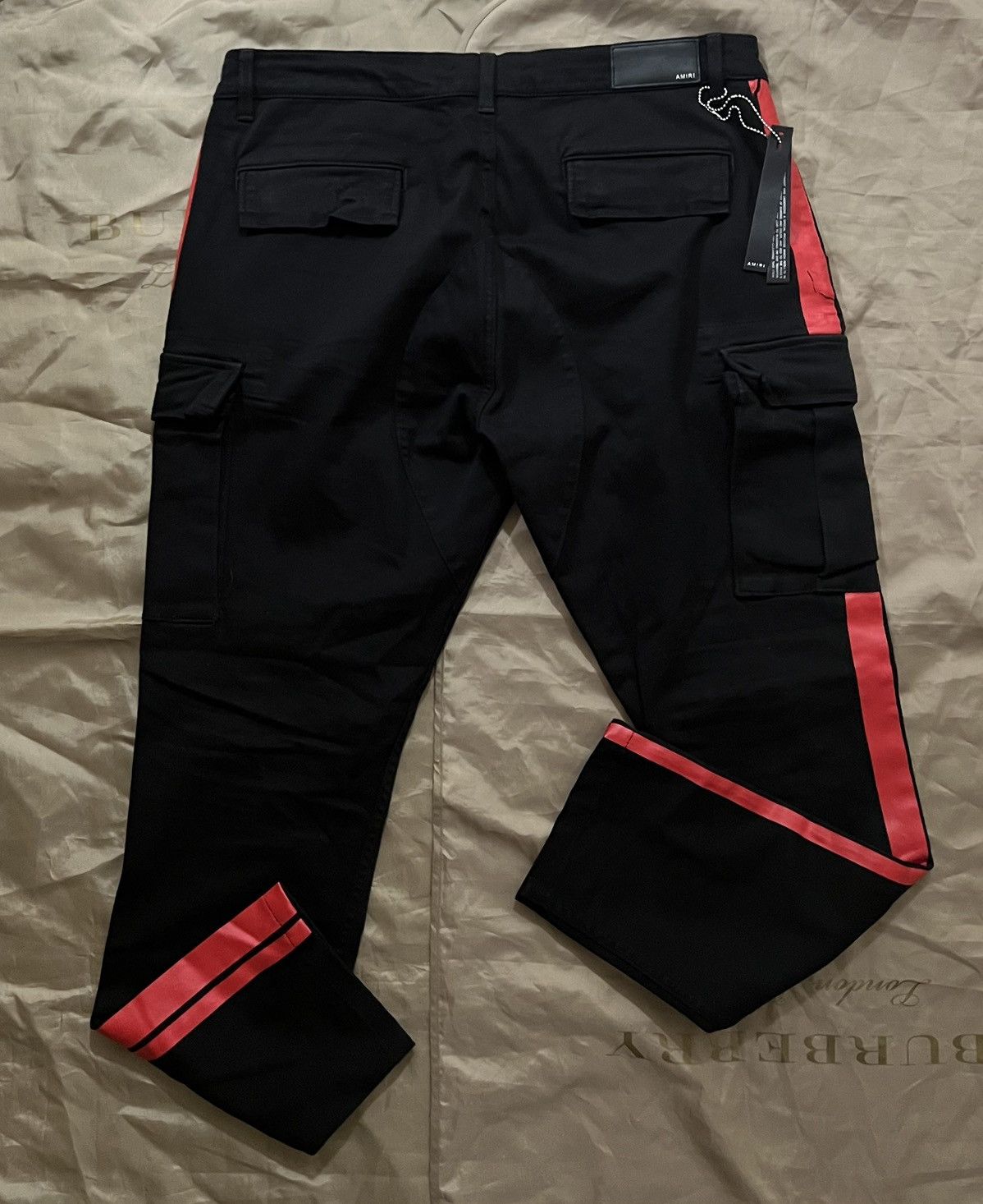 Amiri AMIRI Black & Red-Stripe Cargo Pants size 36 $1500 Size US 36 / EU 52 - 9 Thumbnail