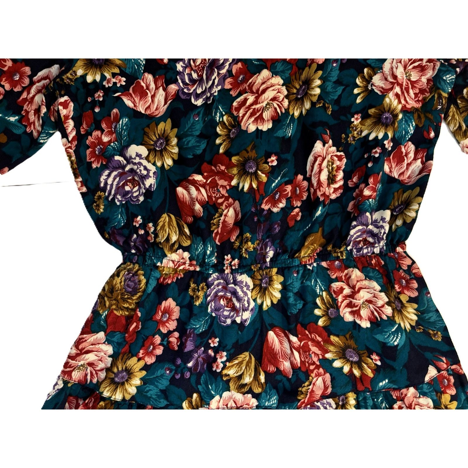 Other Vintage Pellini Floral Midi Dress 7/8 Short Sleeve Size M / US 6-8 / IT 42-44 - 8 Thumbnail