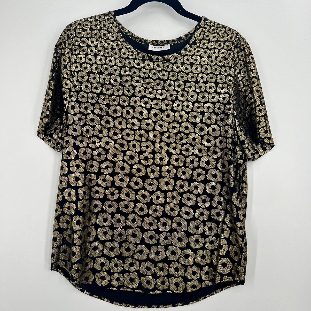 Equipment Equipment Femme Riley Metallic Floral Print Tee Black Gold Size M / US 6-8 / IT 42-44 - 1 Thumbnail