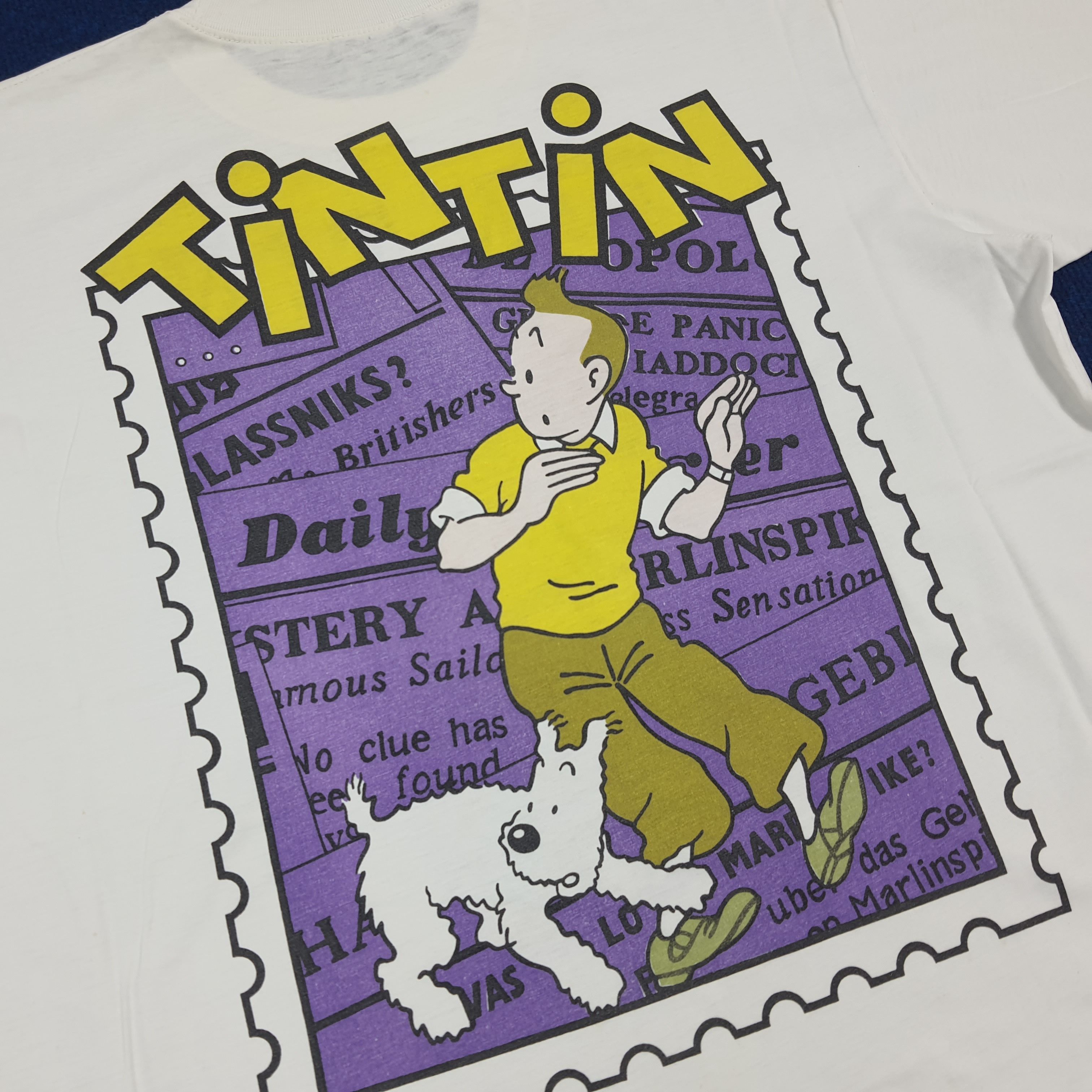 Vintage Vintage 90s Tintin Double Print Single Stitch Tshirt C294N75 Size US XL / EU 56 / 4 - 5 Thumbnail
