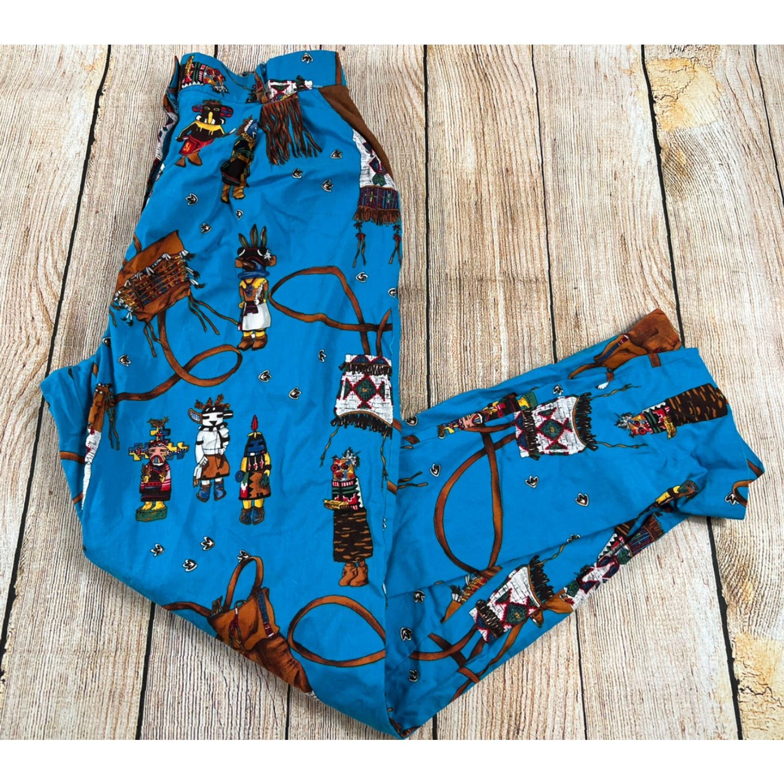 Vintage VINTAGE Ali Miles Women Pants Western Navajo Boho Blue Size 12 USA Chino Good Condition Size 34" / US 12 / IT 48 - 2 Thumbnail