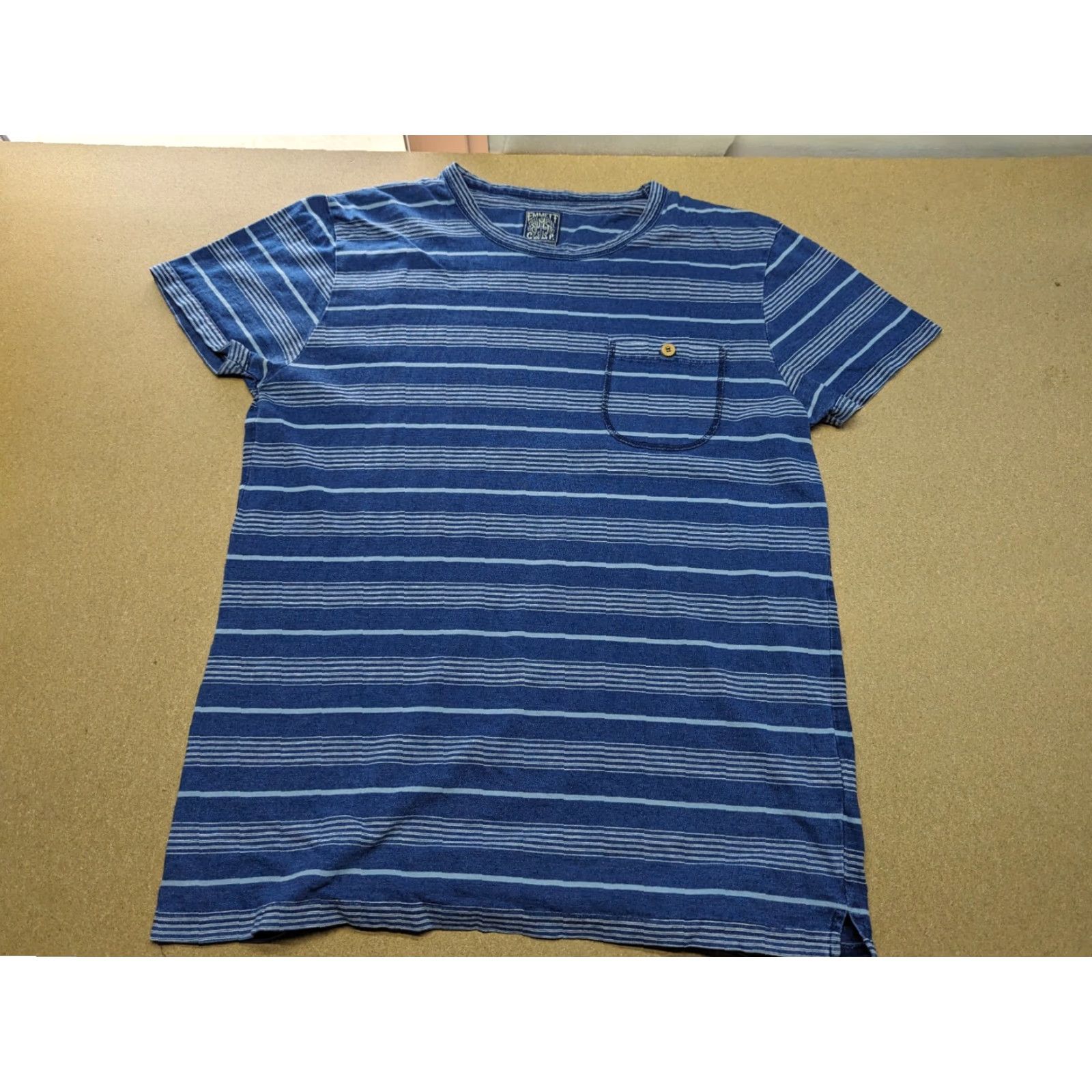 Emmett EMMETT Well Made Striped Shirt Mens Size M Blue White Front Pocket Tee Size US M / EU 48-50 / 2 - 2 Thumbnail