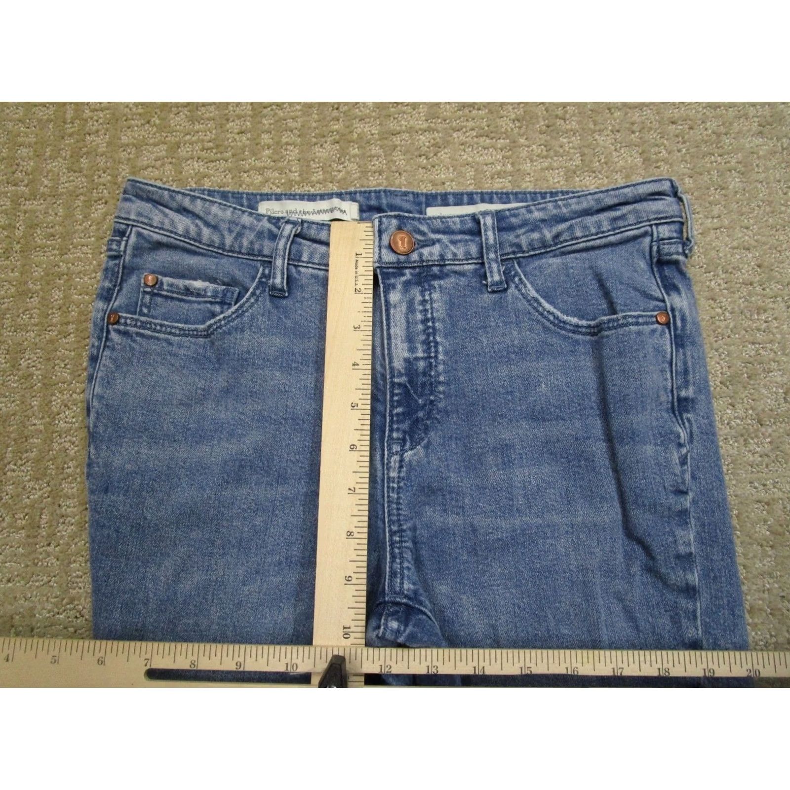 Vintage Pilcro Jeans Women 29 Blue High Rise Flared Cropped Pant "Logo" 5-Pocket Denim Cotton Polyester Spandex Regular Rise: High VINTAGE: No Size 29" - 6 Thumbnail