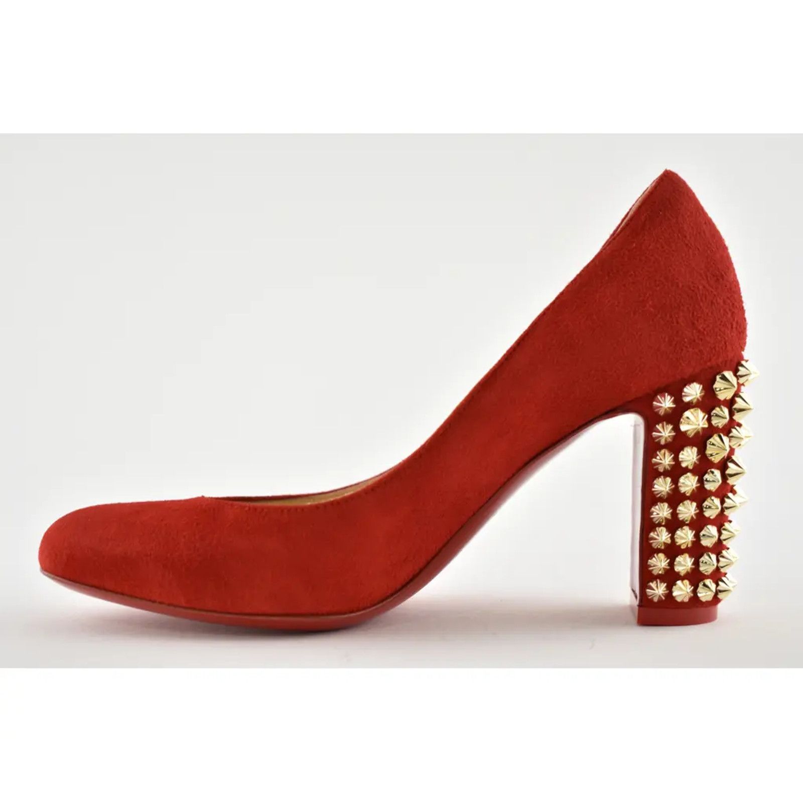 Christian Louboutin Christian Louboutin Marimalus 85 Loubi Red Suede Gold Spike Size US 5.5 / IT 35.5 - 8 Thumbnail