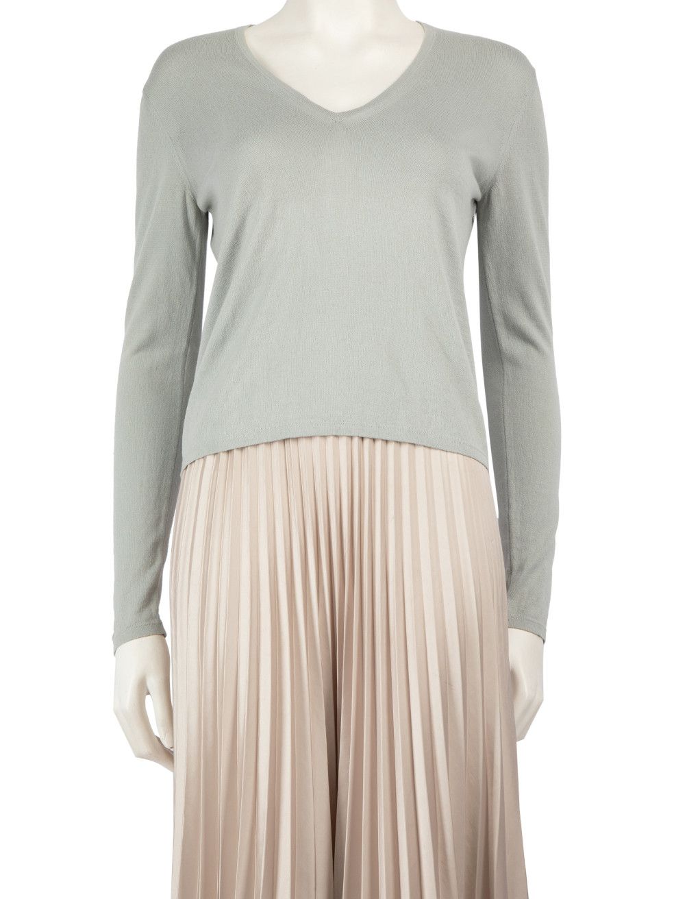 image of Prada Grey V-Neck Knit Top, Women's (Size Medium)