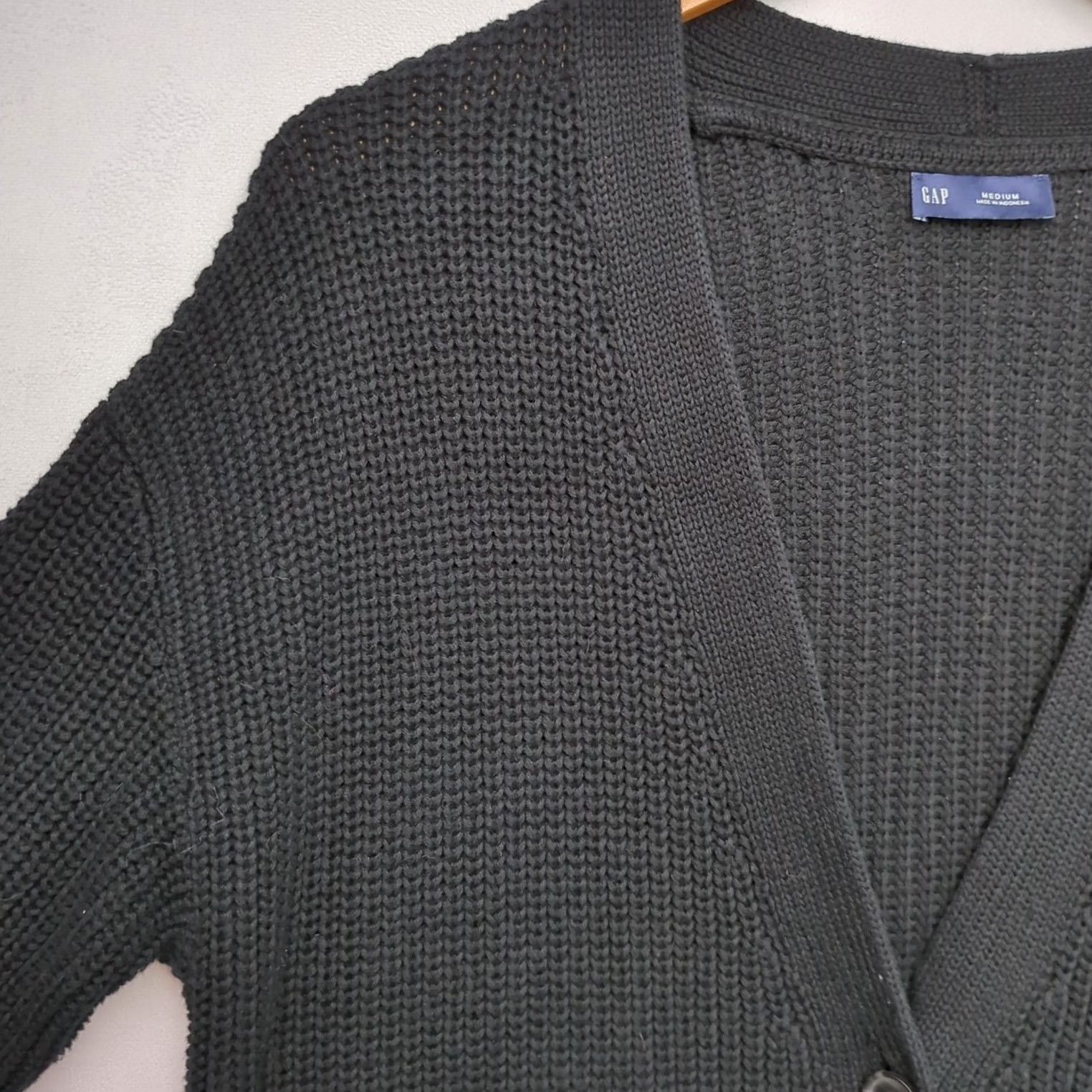 Gap Gap Cardigan Sweater Womens Medium Black Cotton Heavy Academia Button Up Size M / US 6-8 / IT 42-44 - 4 Thumbnail
