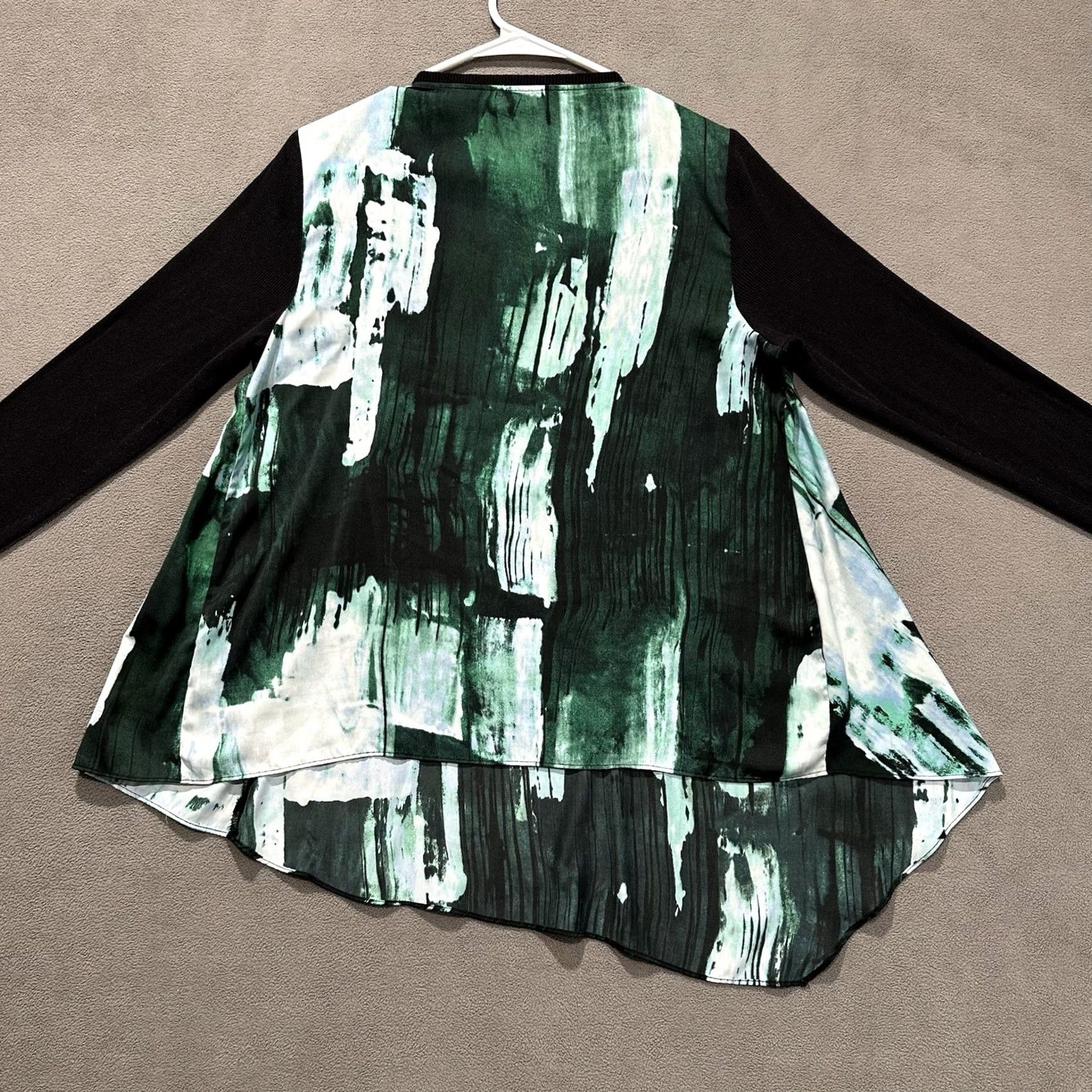 Vintage Simply Vera Vera Wang Top Women L Green Long Sleeve Blouse Boho Geometric Crew? Size L / US 10 / IT 46 - 2 Thumbnail