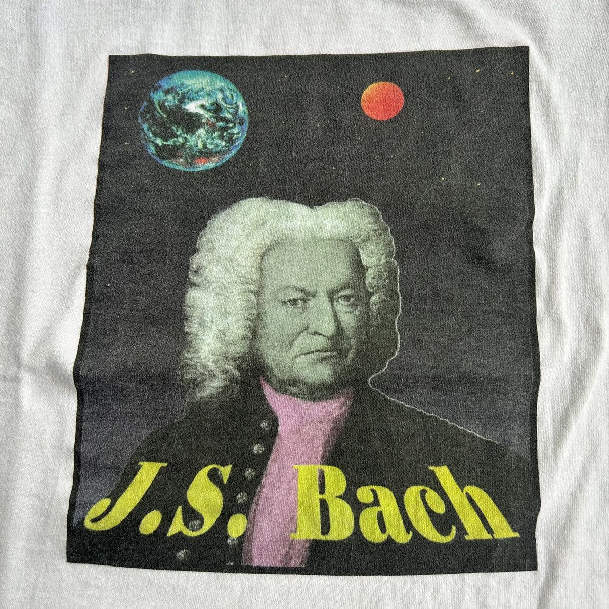 Vintage Vintage 90s J.S. Bach Portrait Trippy Space Art T Shirt Size US L / EU 52-54 / 3 - 5 Thumbnail