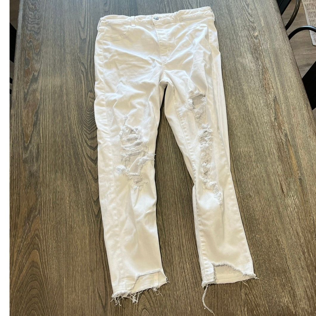 American Eagle Outfitters American Eagle Jegging Crop Jeans Distressed White Size 16 Size 38" / US 16 / IT 52 - 1 Thumbnail