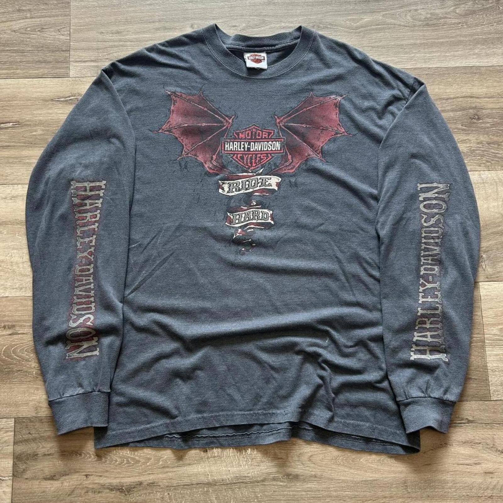 Harley Davidson Harley Davidson Men's Grey and Black Tshirt Size US XL / EU 56 / 4 - 1 Thumbnail