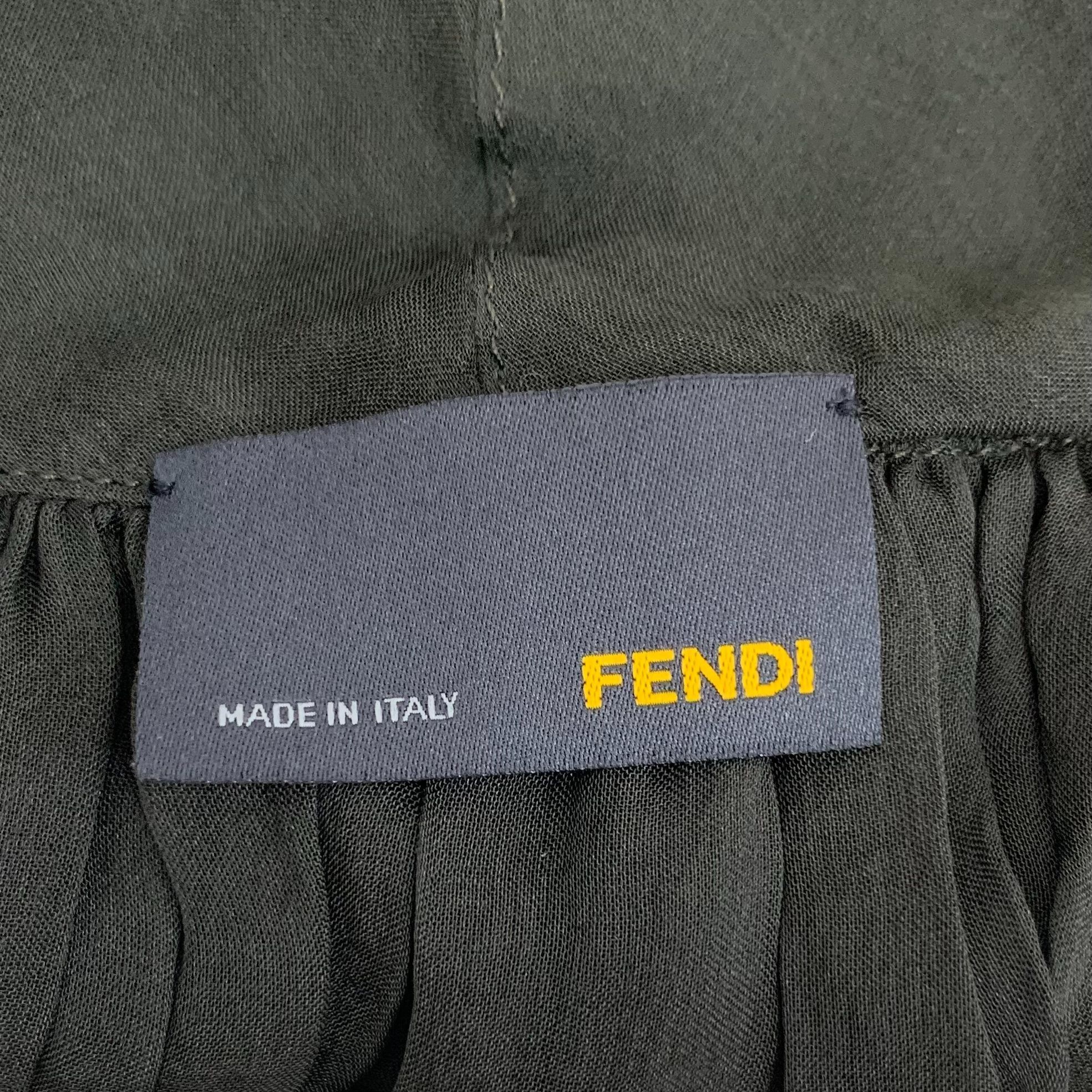 Fendi Fendi Dark Green Pleated One-Shoulder Sleeveless Mulberry Si Size S / US 4 / IT 40 - 4 Thumbnail
