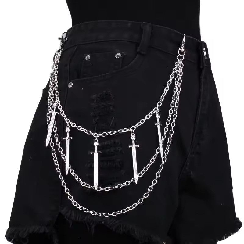 Jewelry Punk Street Sword Charm Pants Chains Size ONE SIZE - 1 Thumbnail