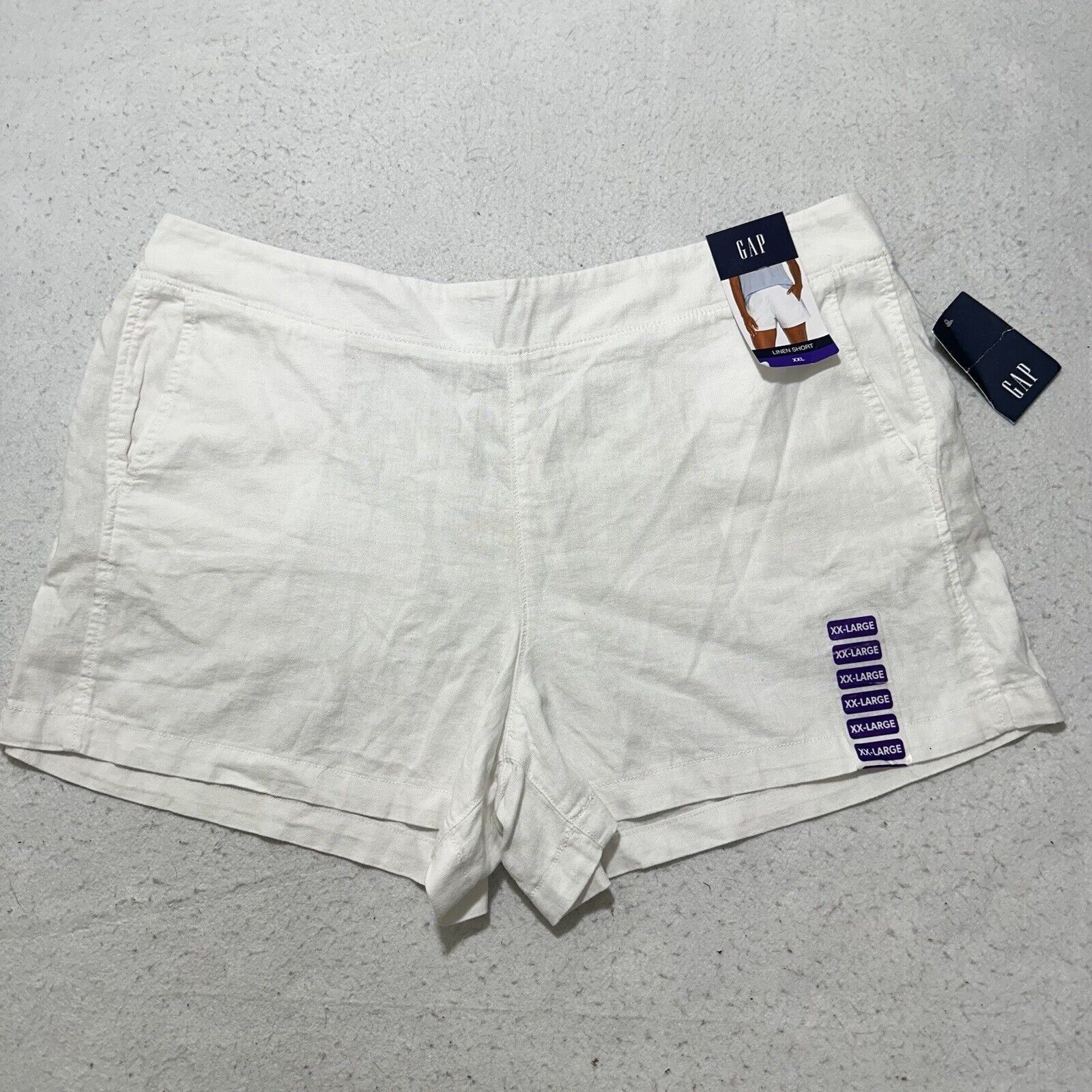 Gap GAP XXL Linen Shorts 3" Inseam White Flat Front Lightweight Size 42" / US 20 - 1 Thumbnail