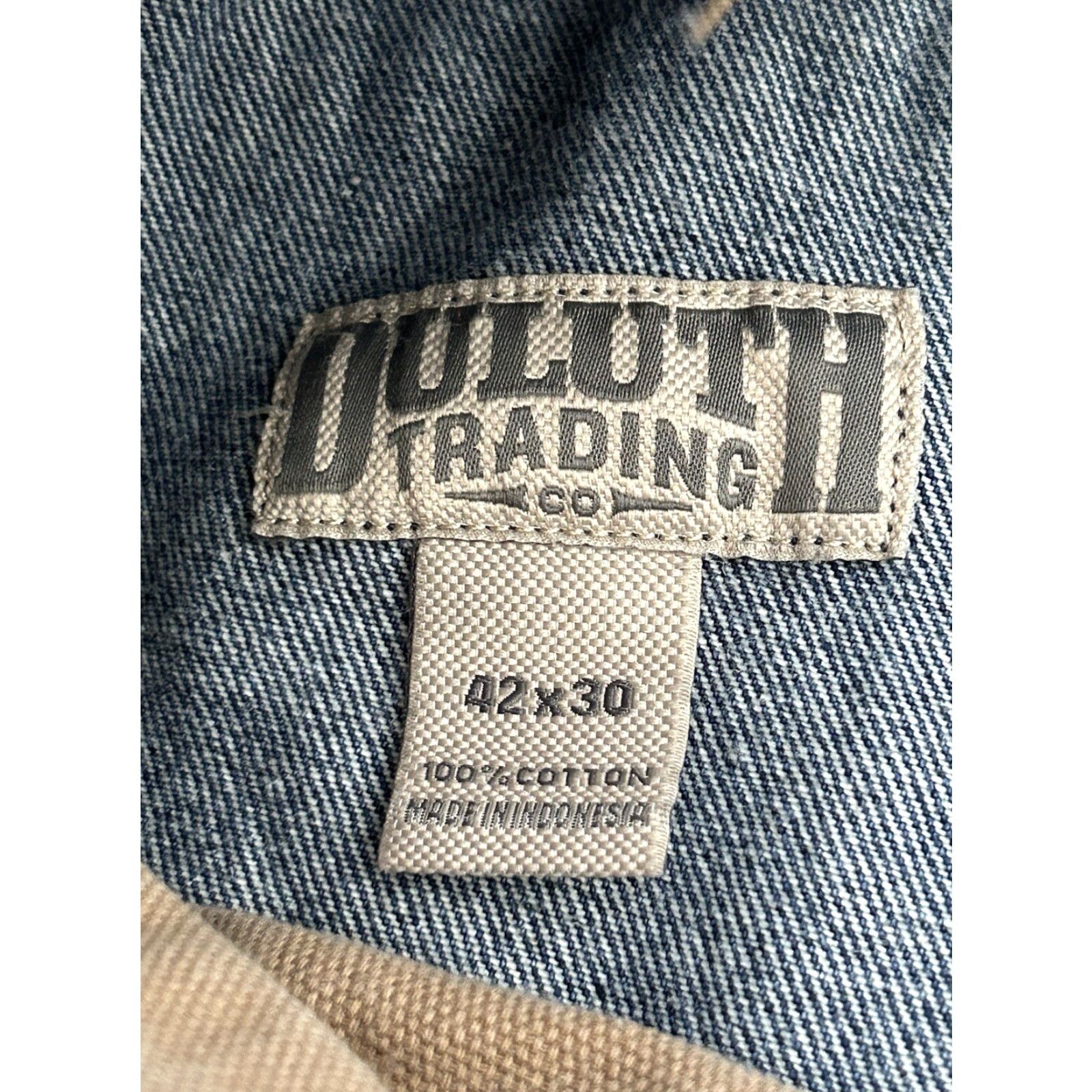 Vintage Duluth Jeans Mens Regular Denim Blue 42x30 Straight High Rise 5-Pocket Logo Zip Button Cotton Machine Washable Easy Care Vintage No (Adults) Size US 42 / EU 58 - 3 Thumbnail