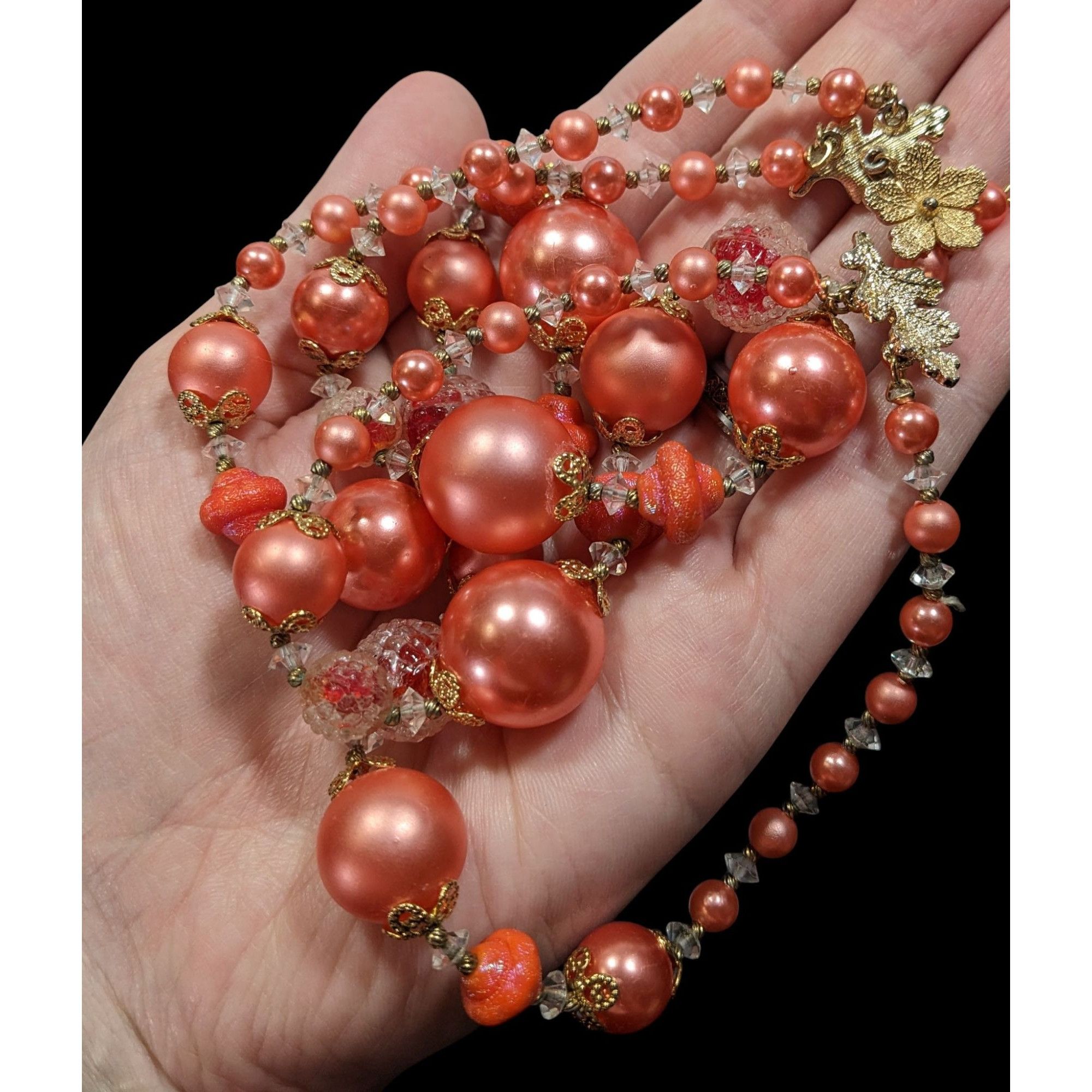 Other Vintage 1940s Rare Vendome Rose Pink Faux Pearl Layered Neck Size ONE SIZE - 3 Thumbnail