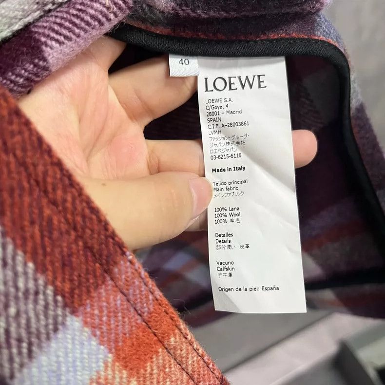 Loewe LOEWE White and red checkered flannel stand collar pocket Size XS / US 0-2 / IT 36-38 - 4 Thumbnail