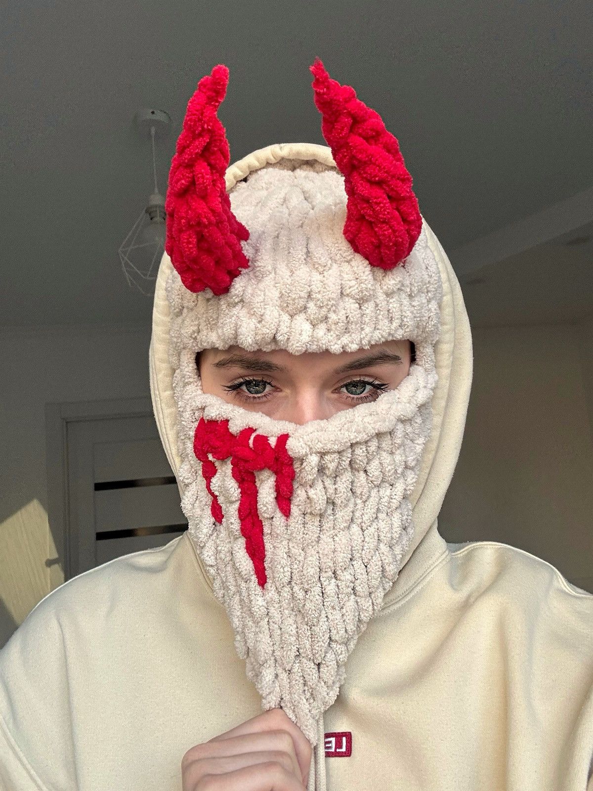 Handmade knitted balaclava devil style 😈