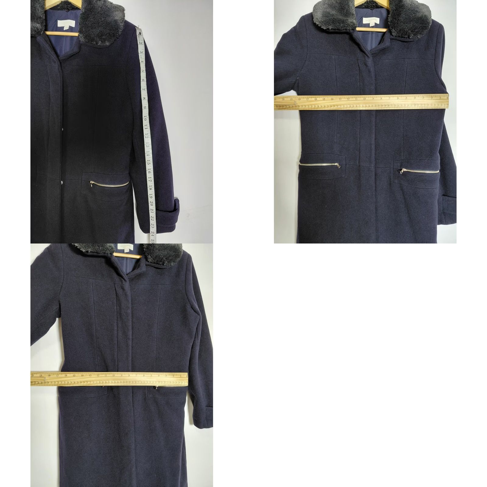 Vintage Mila Schön Navy Knit Women Coat Regular Size 46 Fur Trim Size L / US 10 / IT 46 - 8 Thumbnail