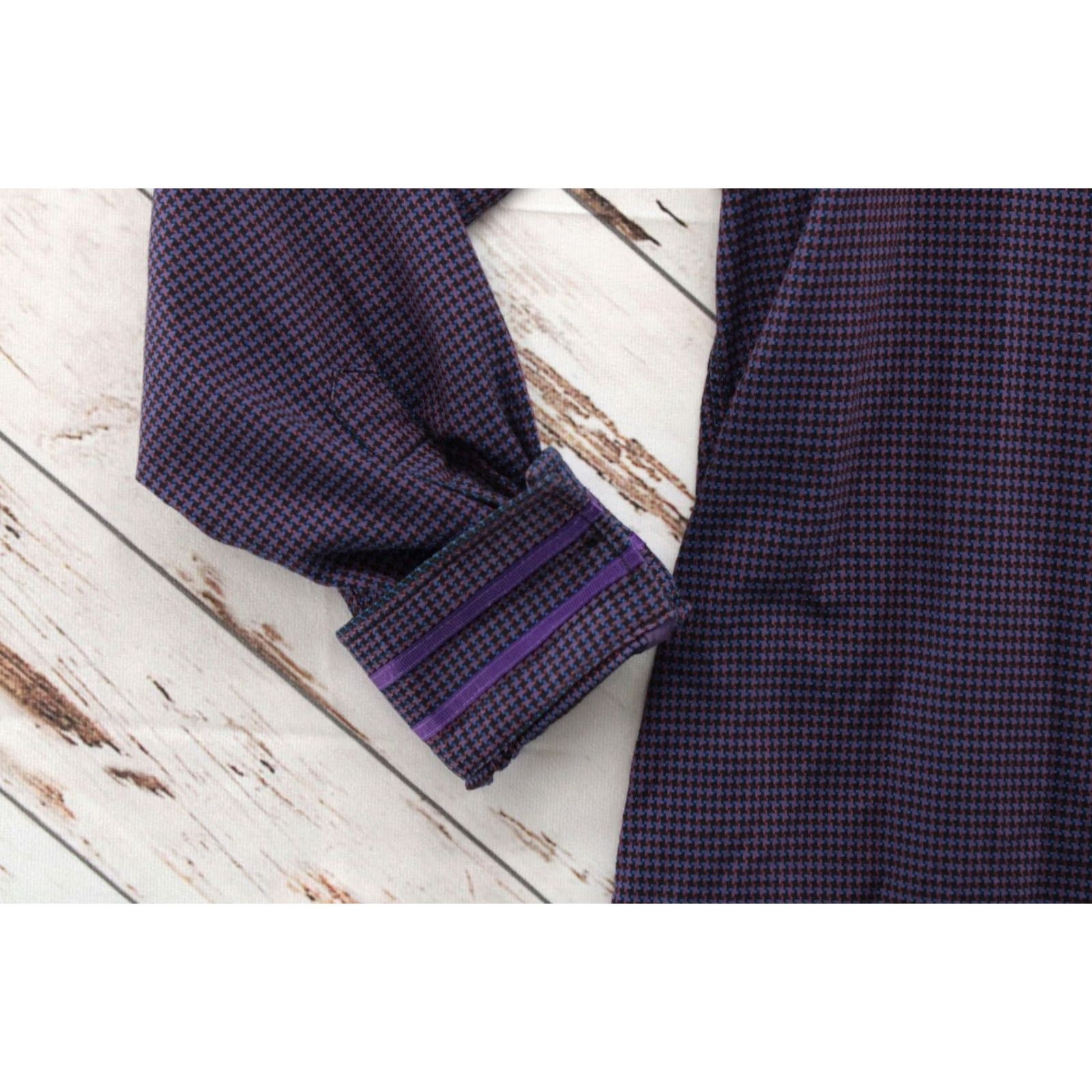 Robert Graham Robert Graham Shirt Mens Medium Tailored Purple Houndstooth Long Sleeve Button-Front Size US M / EU 48-50 / 2 - 5 Thumbnail