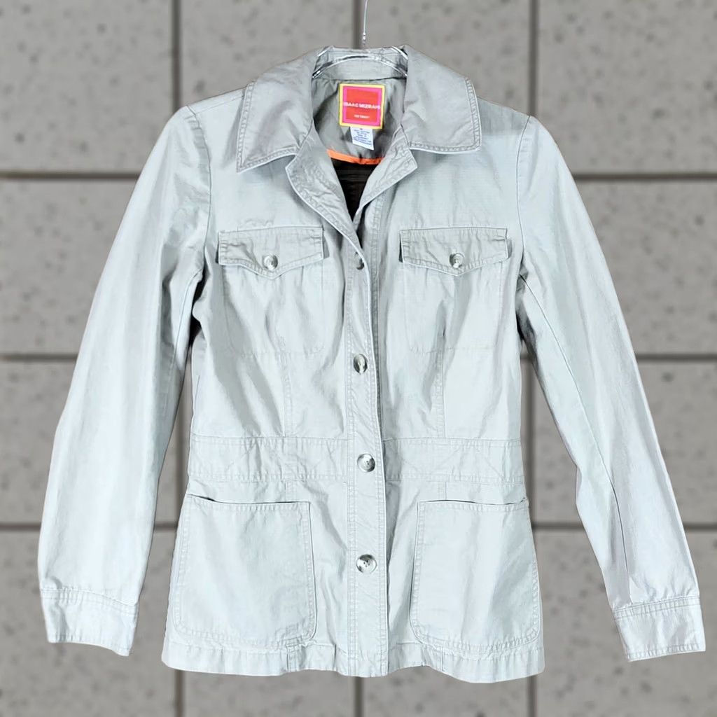 Isaac Mizrahi Isaac Mizrahi Jacket Womens S Khaki Tactical Ripstop Button Down Size Sand Cotton Size S / US 4 / IT 40 - 1 Thumbnail